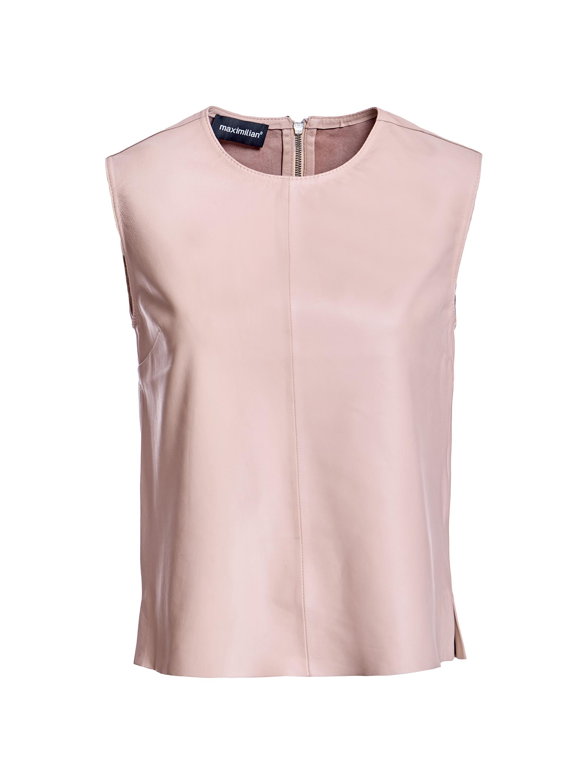 Maximilian Women's Leather Pullover Shirt - Blush