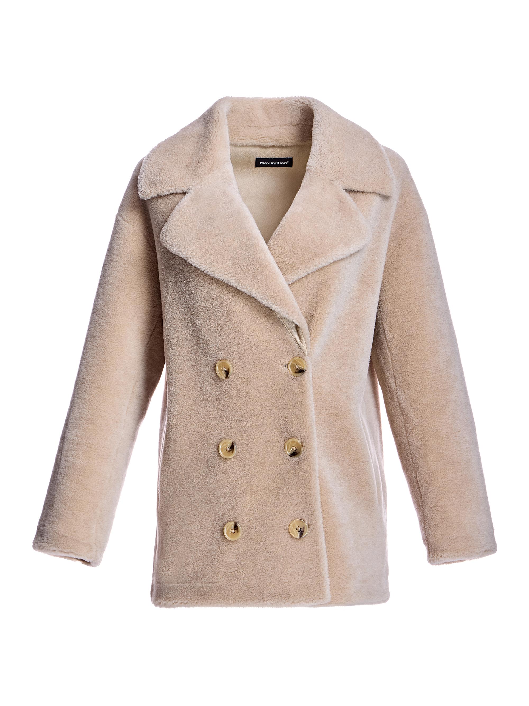 Maximilian Women's Shearling Peacoat - Camel