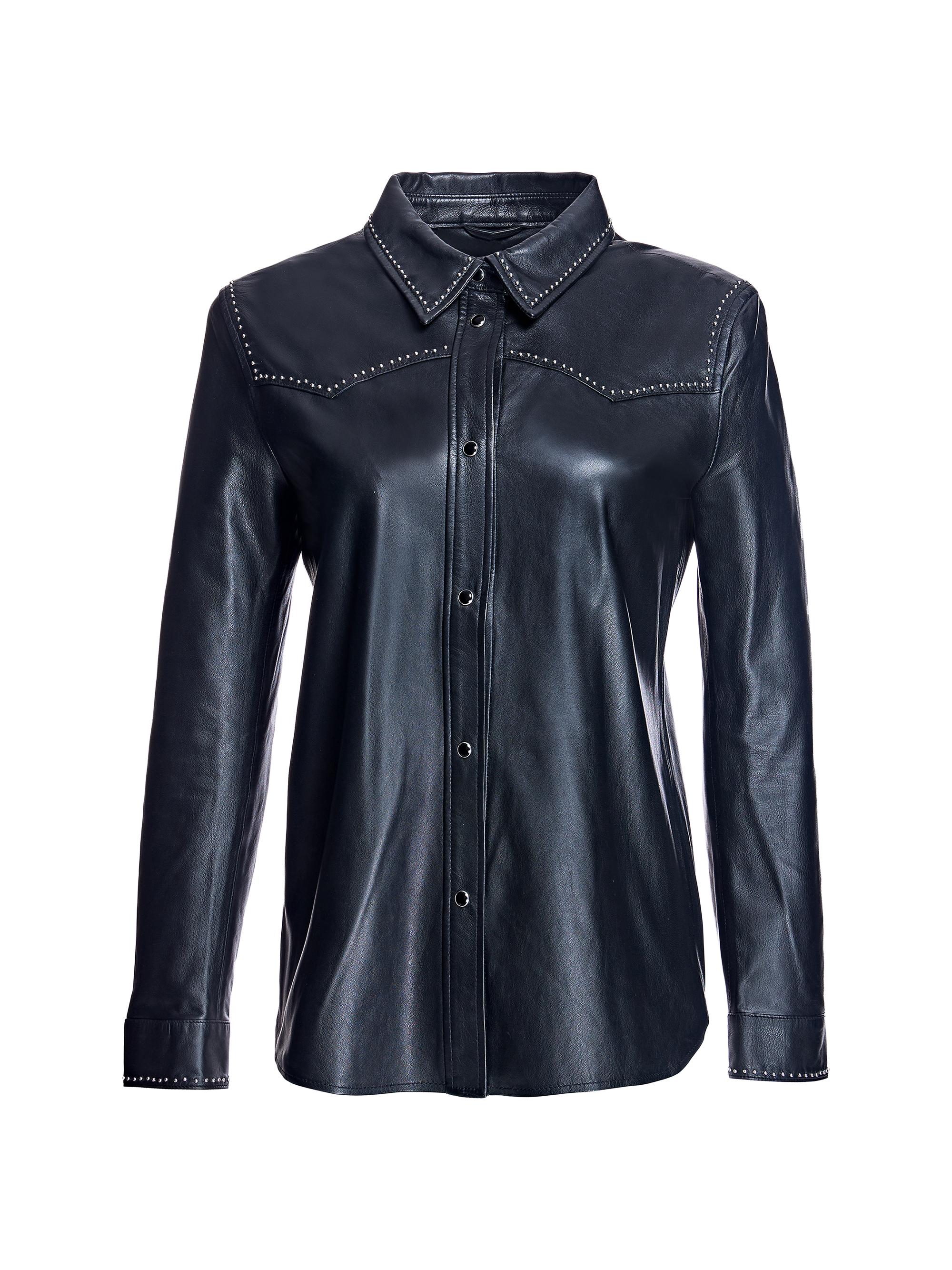Maximilian Women's Studded Leather Jacket - Black