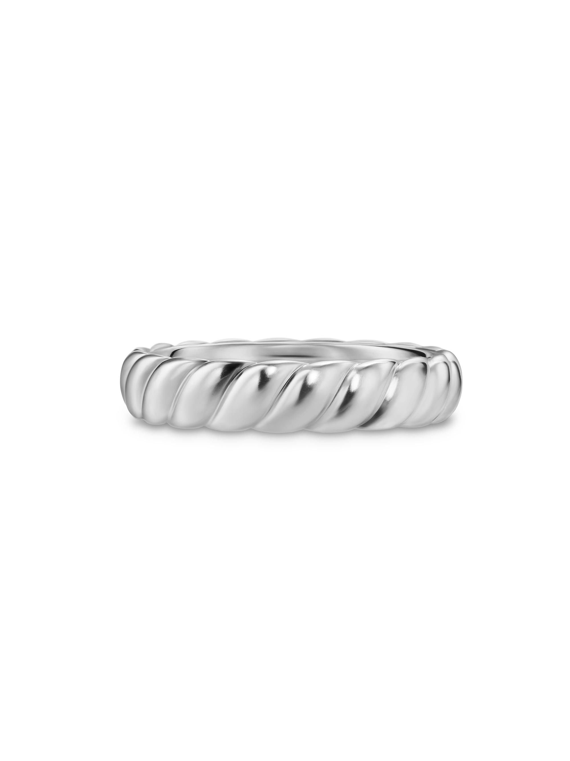 David Yurman Men's Sculpted Cable Band Ring in 18K White Gold, 5MM - White Gold