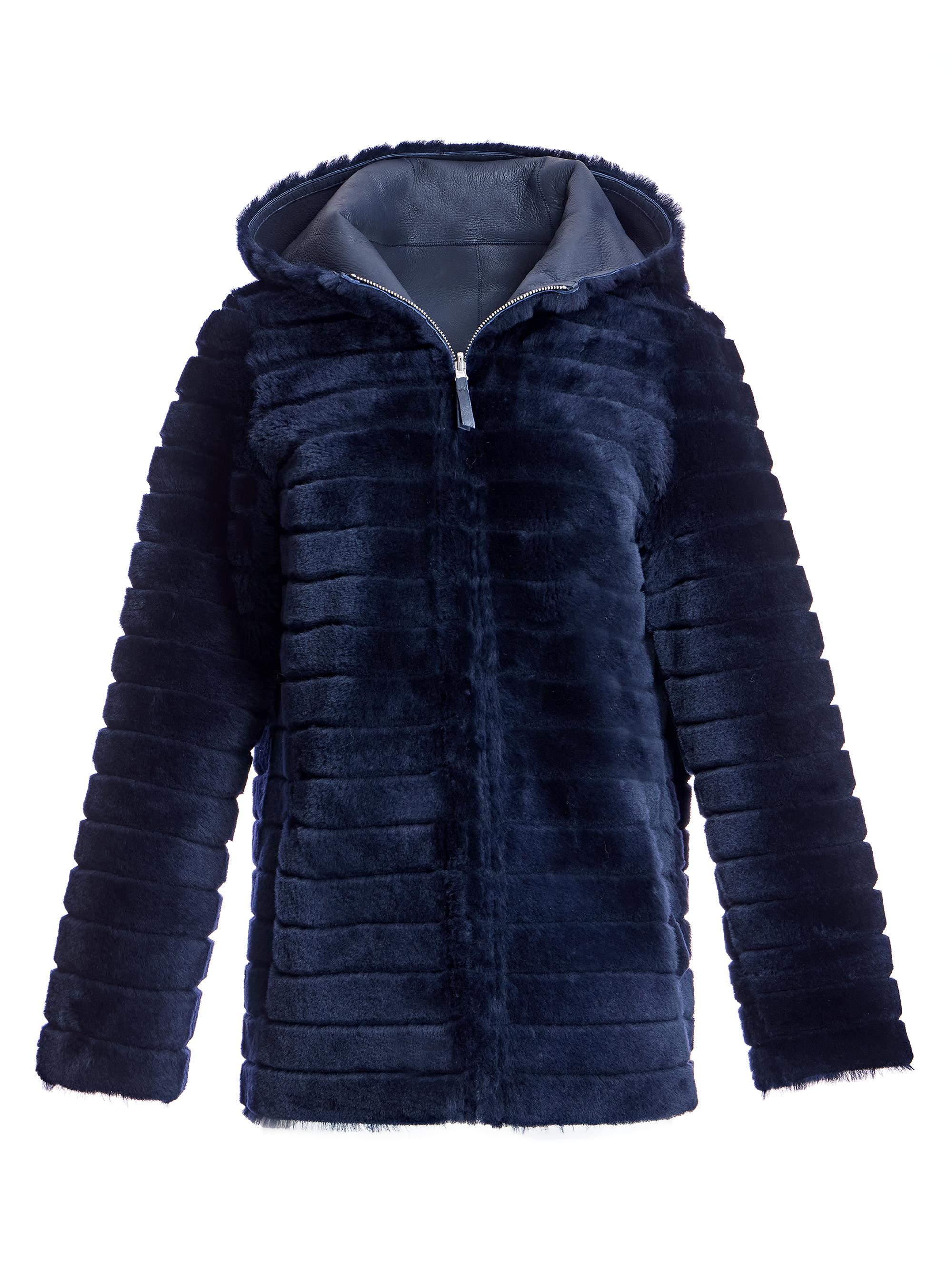 Maximilian Women's Reversible Shearling Lamb Jacket - Navy