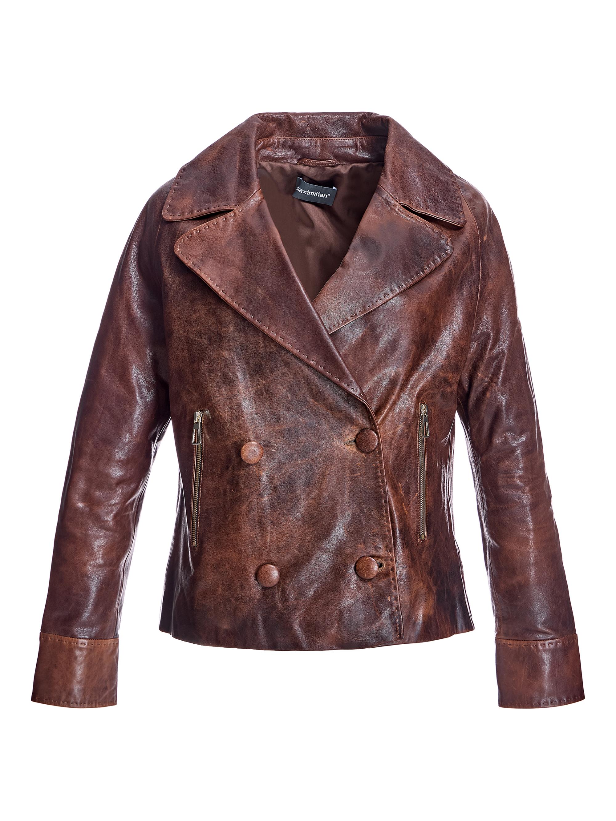 Maximilian Women's Whiskey Leather Jacket - Distressed Whisky
