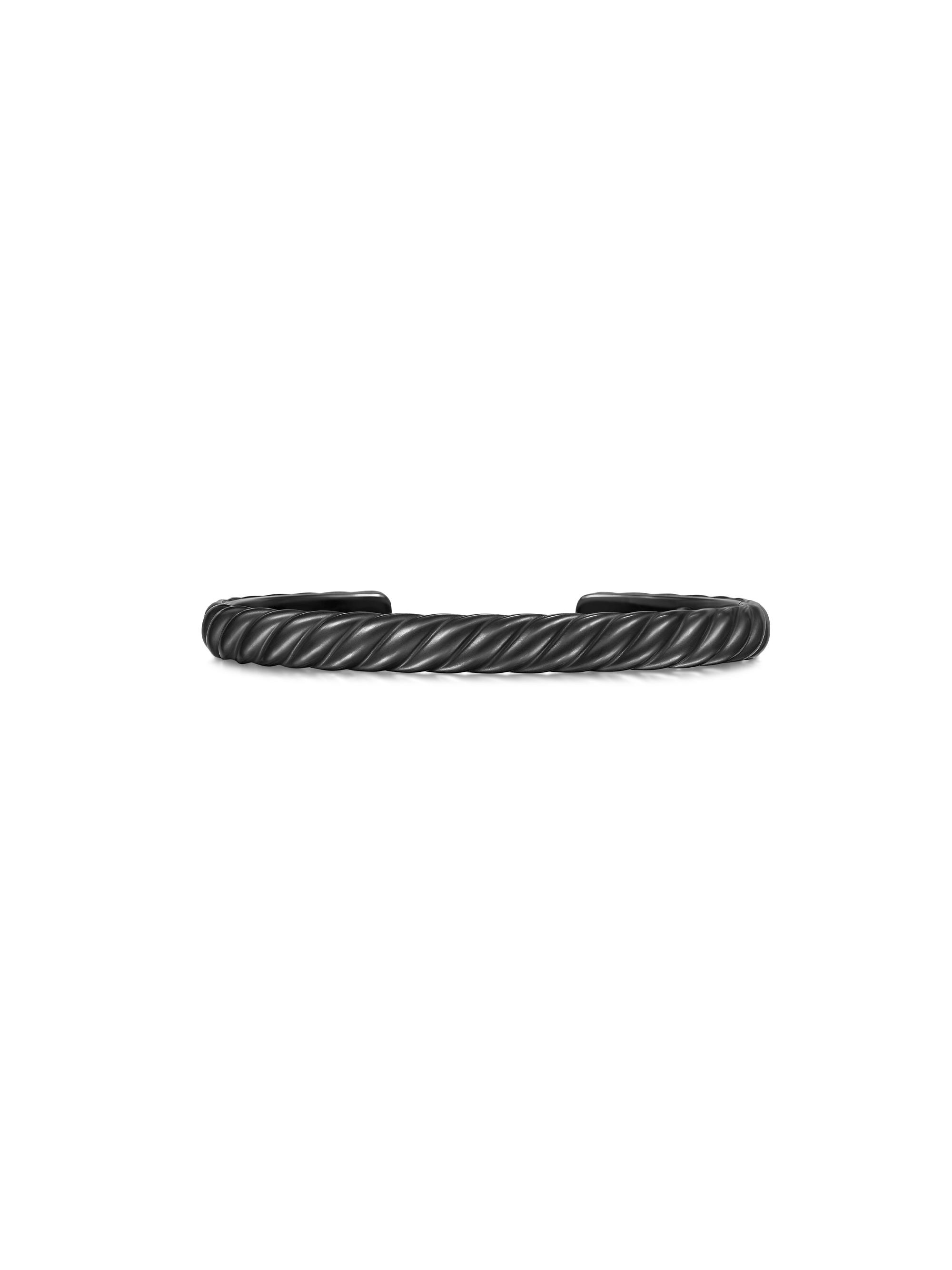 David Yurman Men's Sculpted Cable Cuff Bracelet in Black Titanium, 7MM - Black