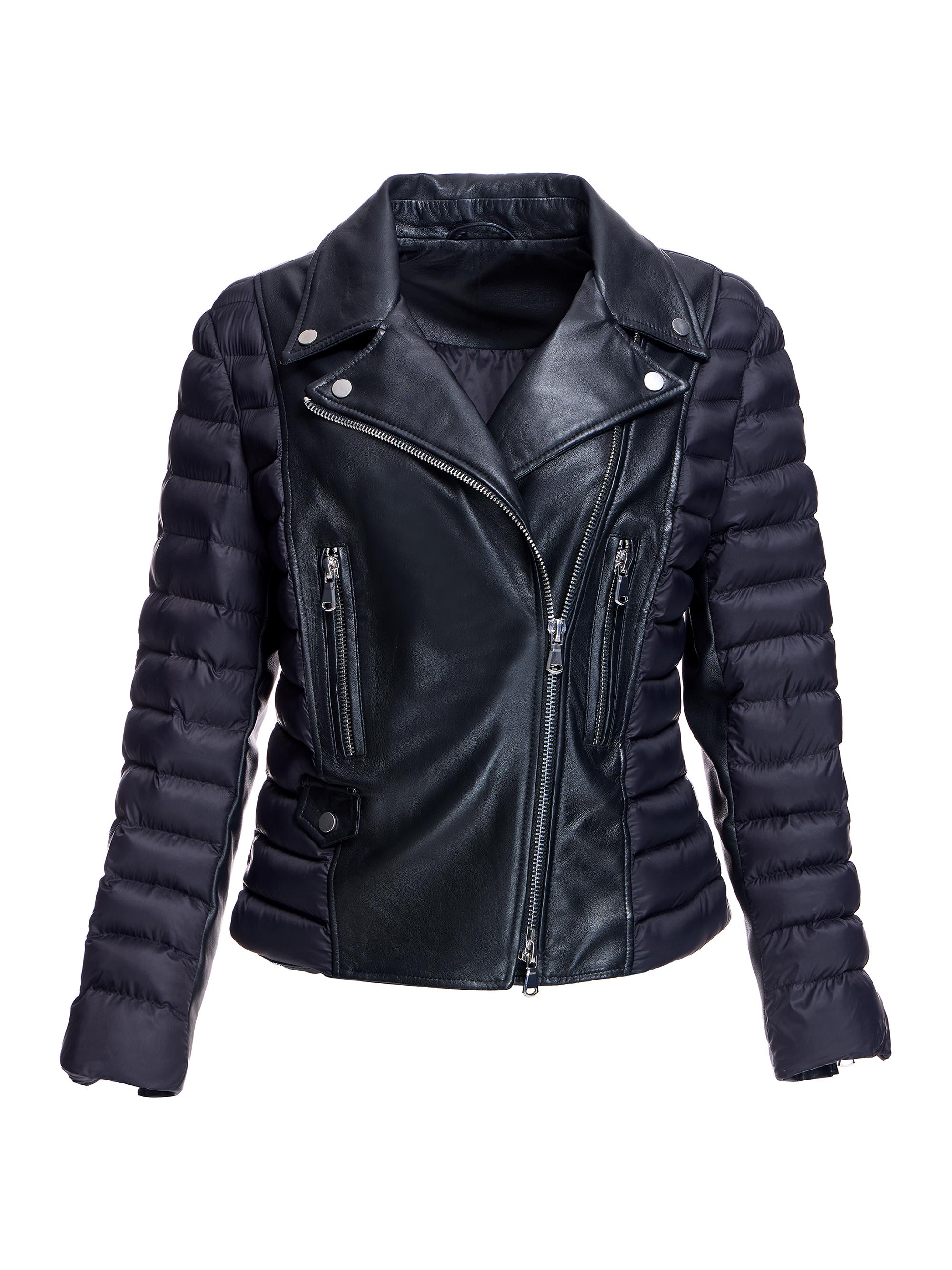 Maximilian Women's Leather Puffer Jacket - Black