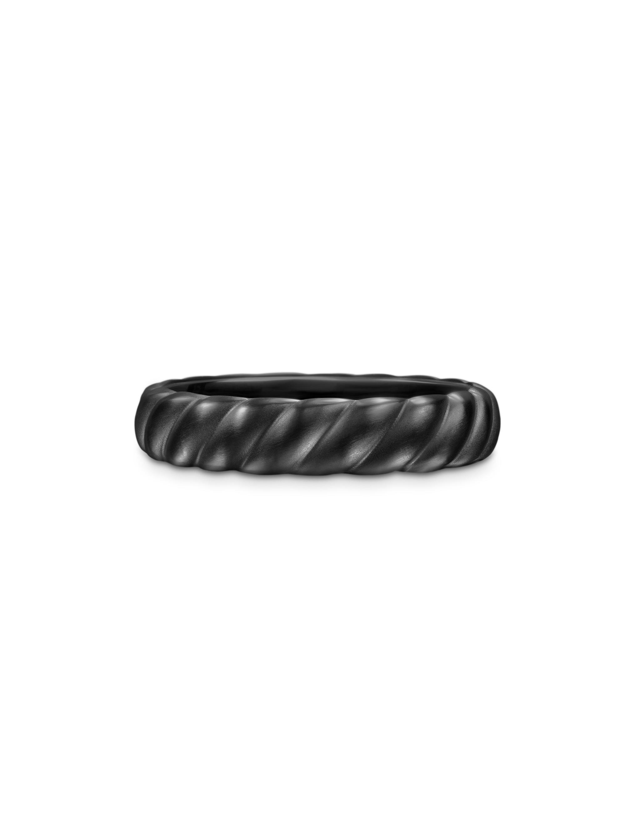 David Yurman Men's Sculpted Cable Band Ring in Black Titanium, 5MM - Black