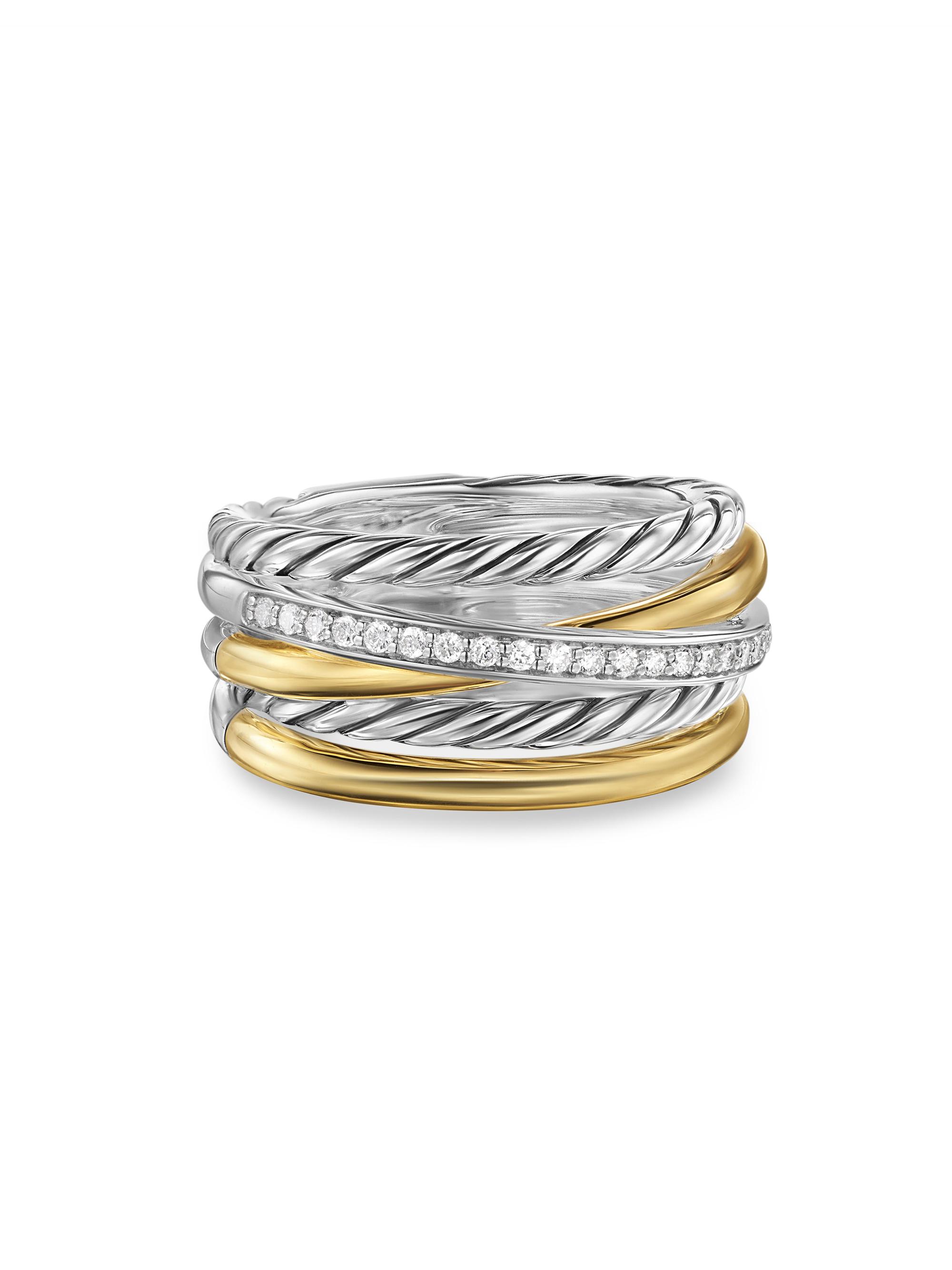 David Yurman Women's Crossover Five Row Ring in Sterling Silver - Diamond