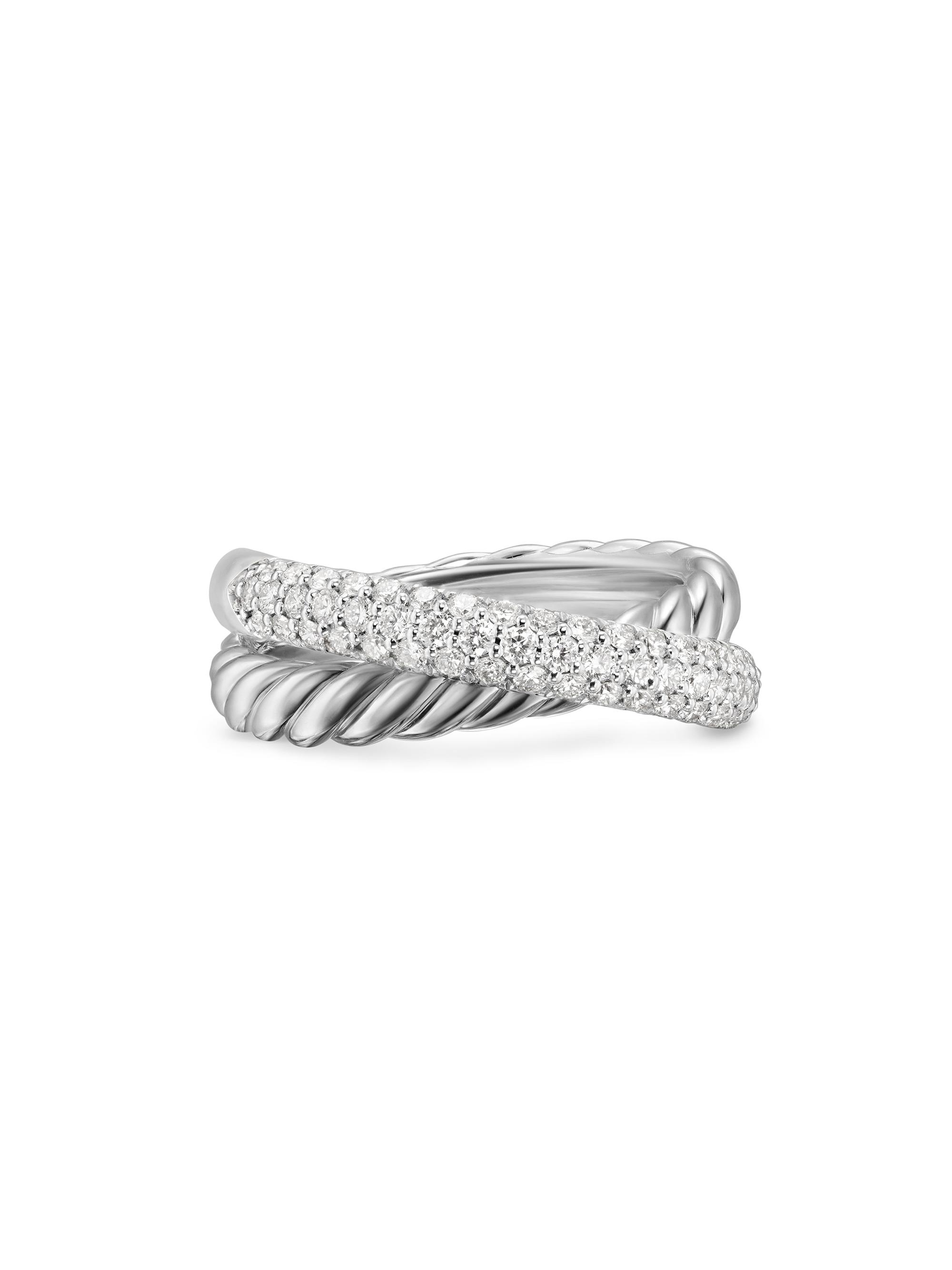 David Yurman Women's Crossover Two Row Ring in Sterling Silver - Diamond