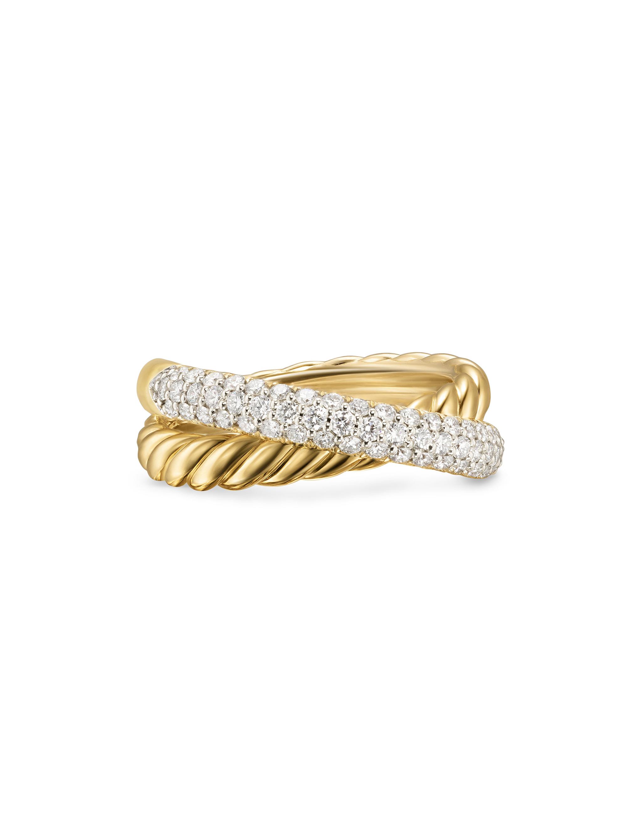 David Yurman Women's Crossover Two Row Ring in 18K Yellow Gold - Gold