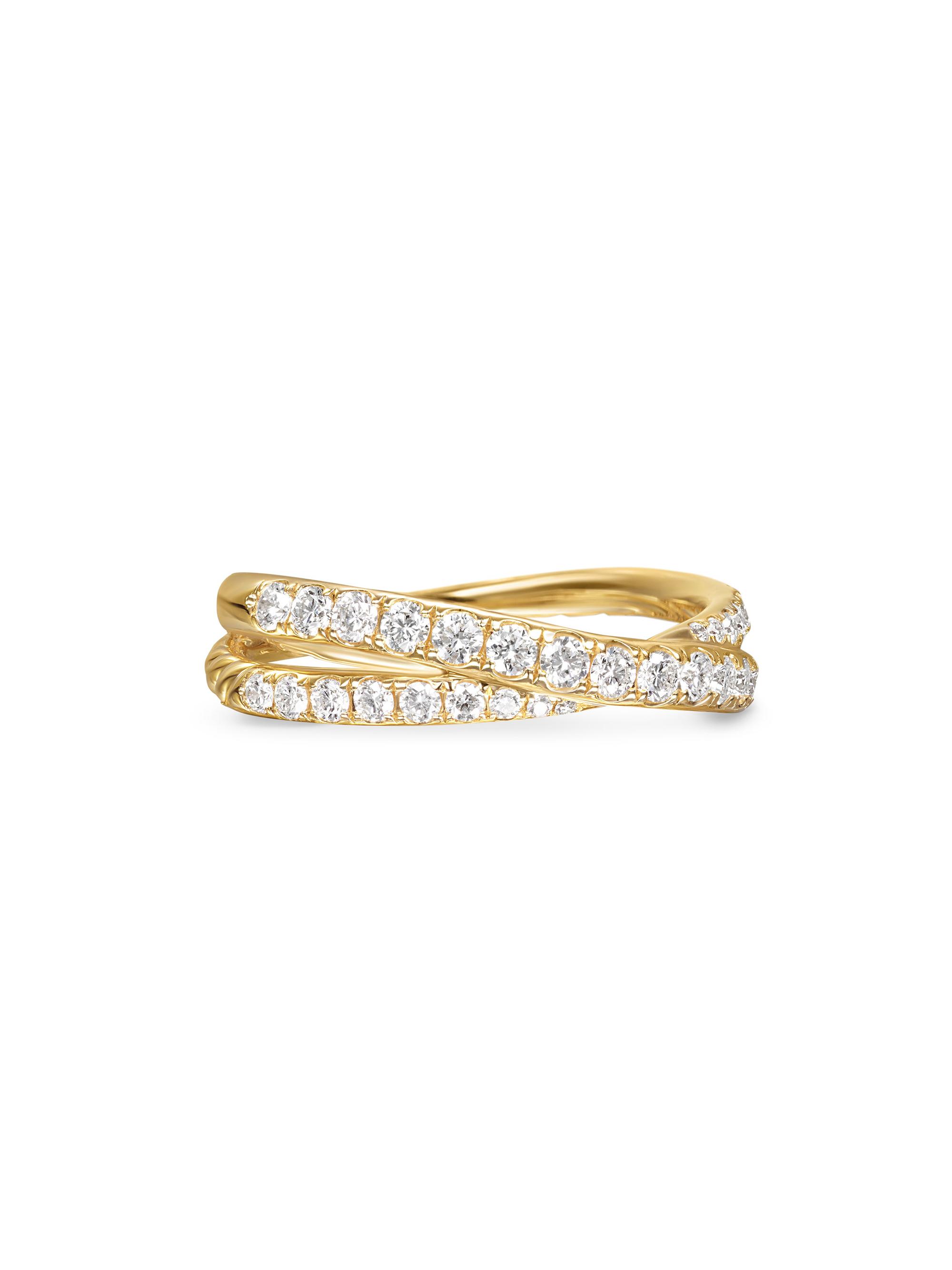 David Yurman Women's Pavé Crossover Ring in 18K Yellow Gold - Diamond