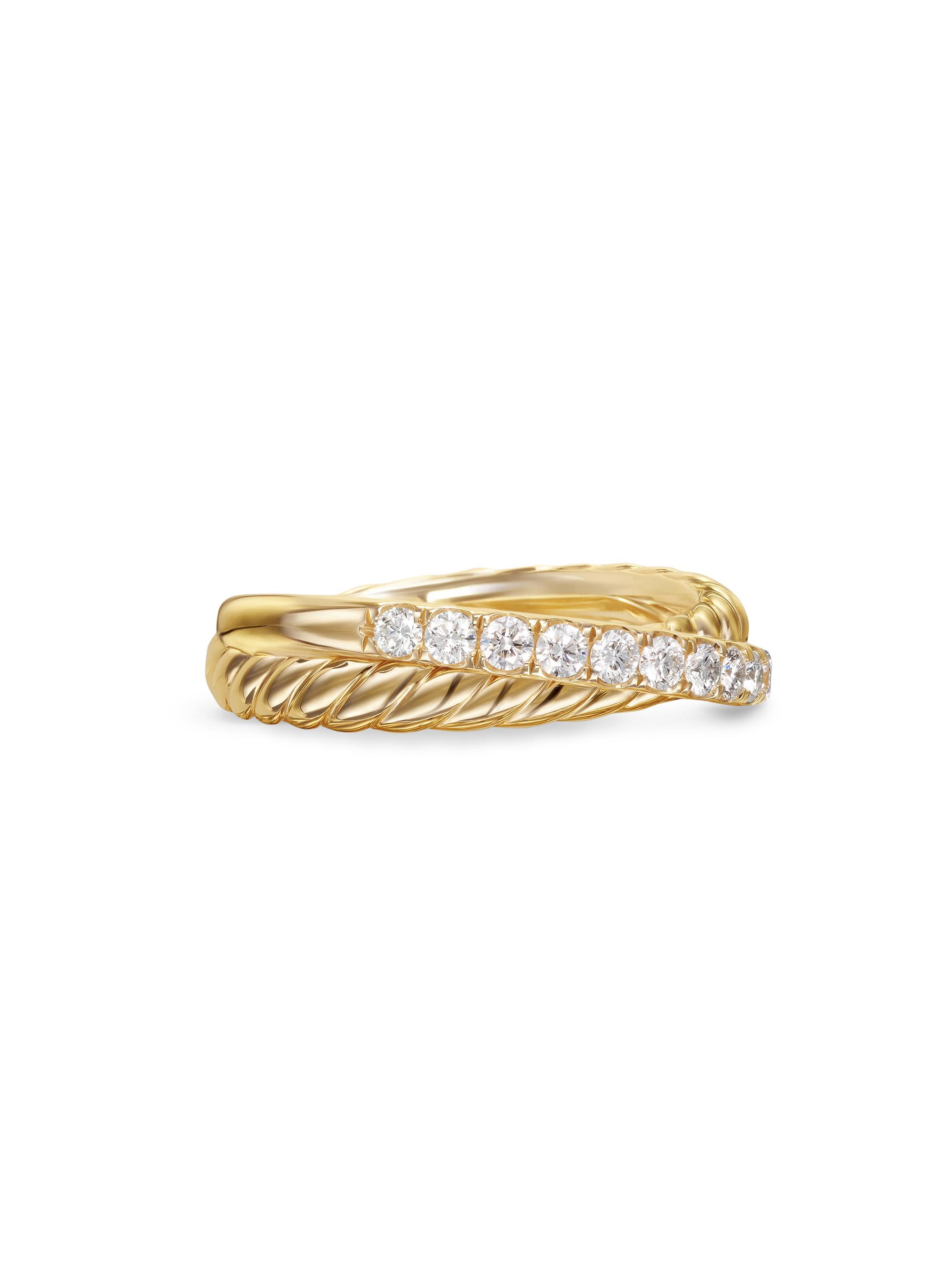 David Yurman Women's Crossover Two Row Ring in 18K Yellow Gold - Gold