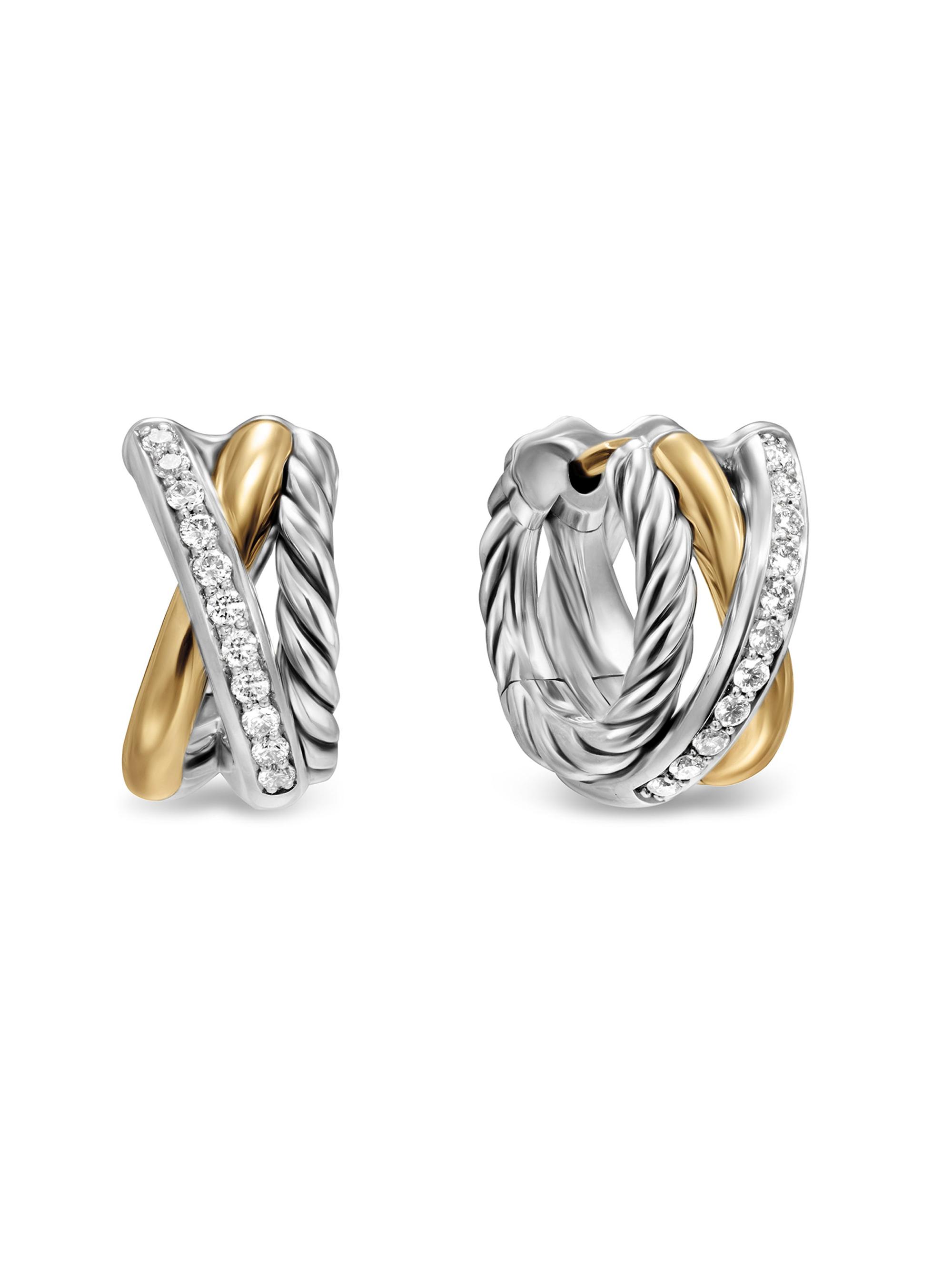David Yurman Crossover Three Row Huggie Hoop Earrings in Sterling
