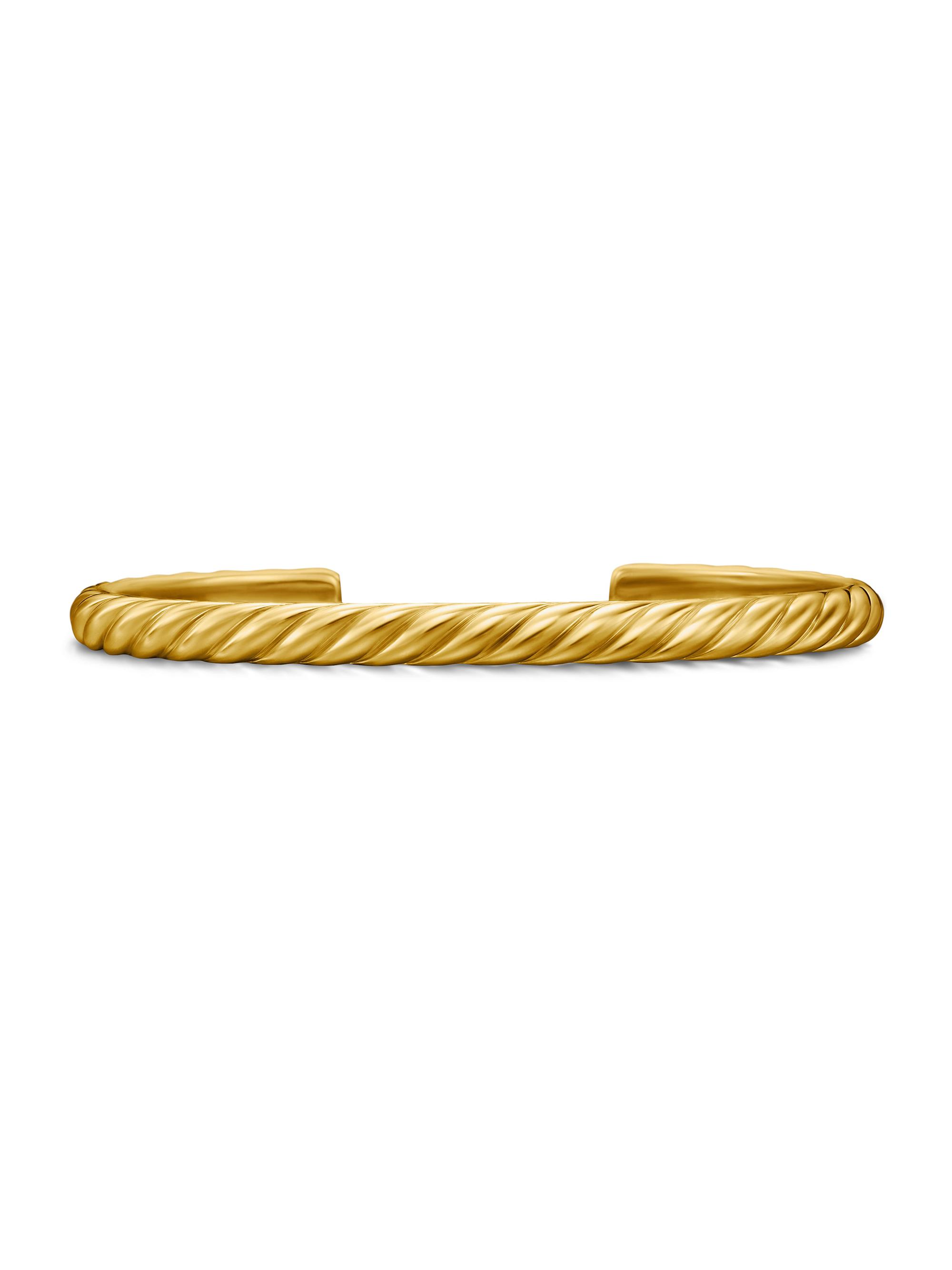 David Yurman Men's Sculpted Cable Cuff Bracelet in 18K Yellow Gold, 5.5MM - Gold