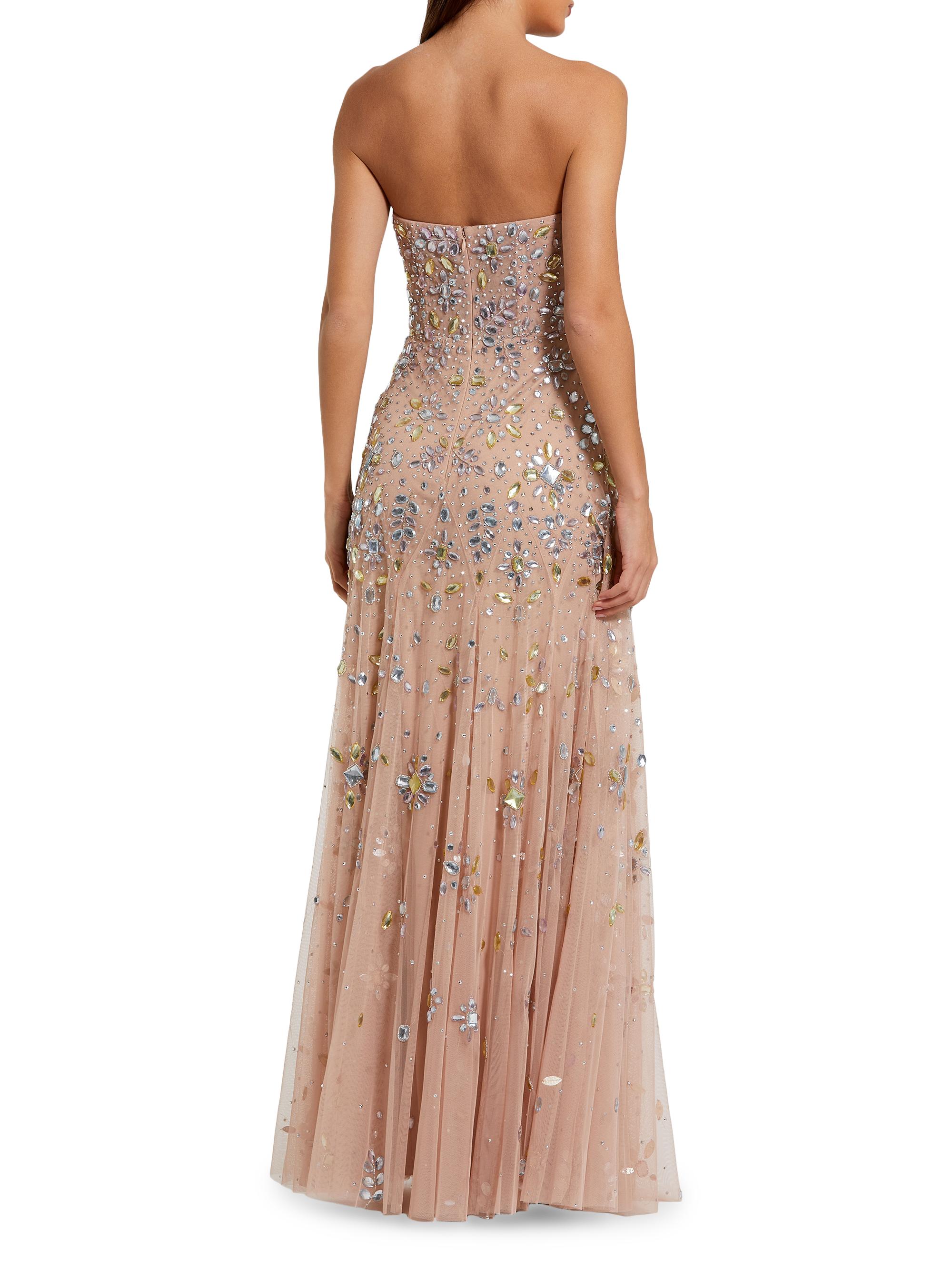 Mac Duggal Strapless Sweetheart Embellished Net Gown - Light Rose