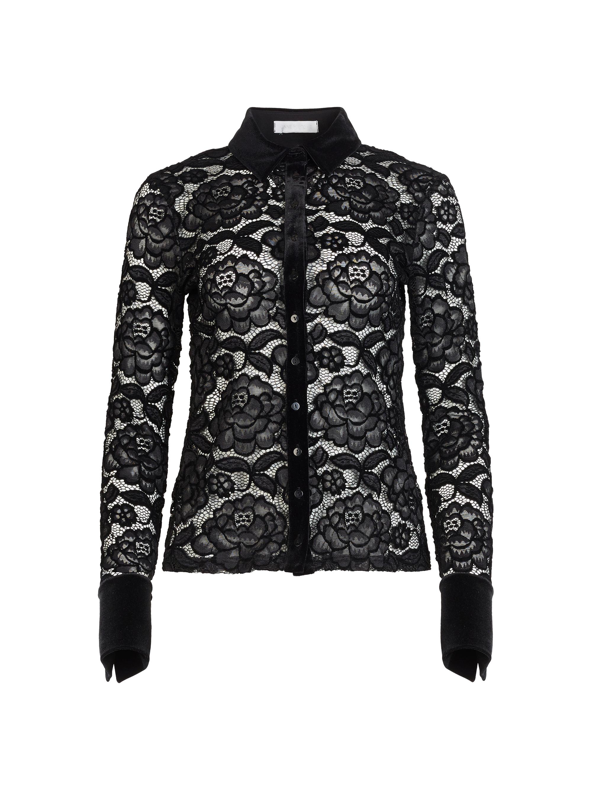 Anne Fontaine Women's Salinger Sheer Floral Shirt - Black