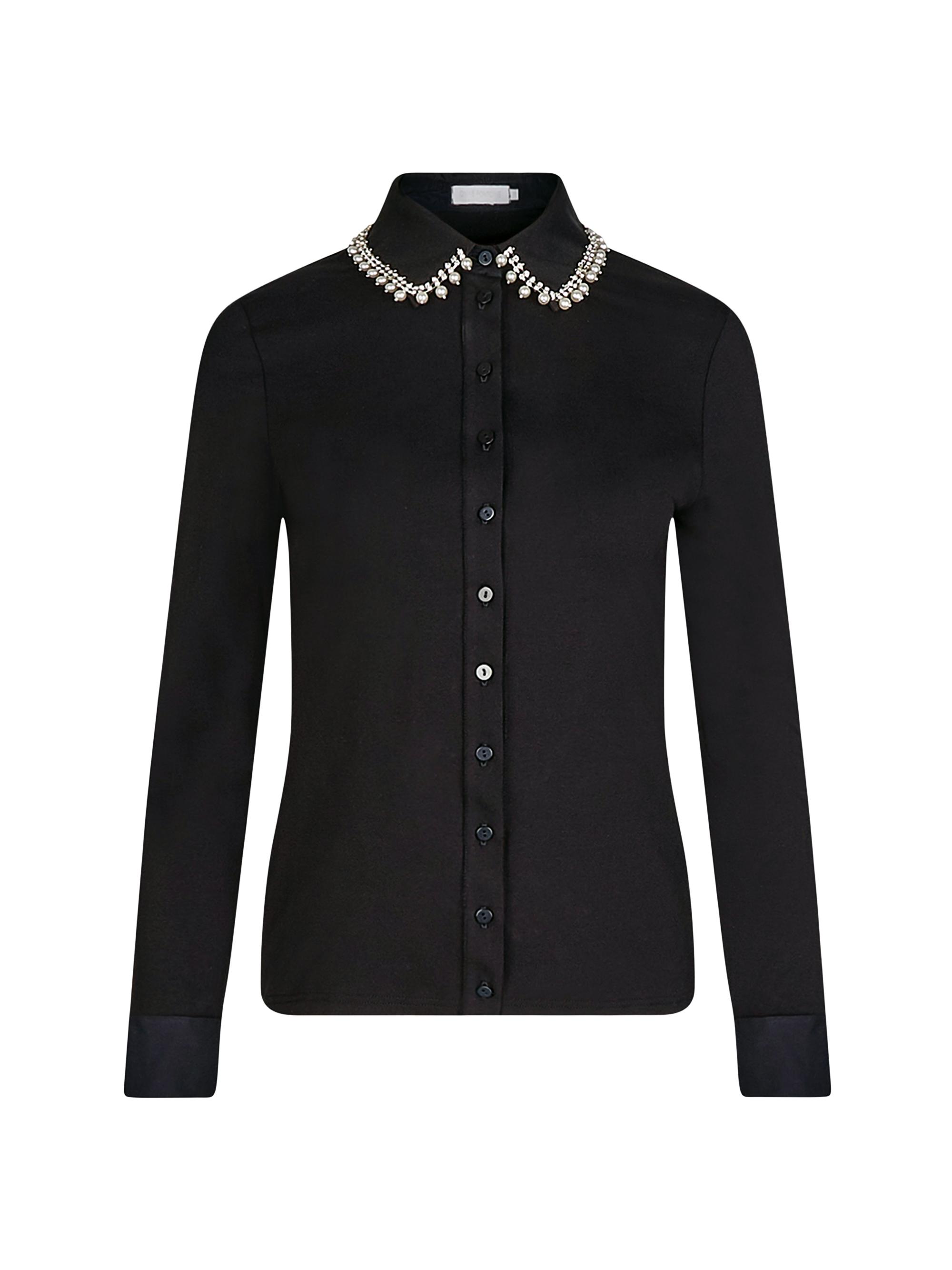 Anne Fontaine Women's Aquila Embellished Jersey Shirt - Black