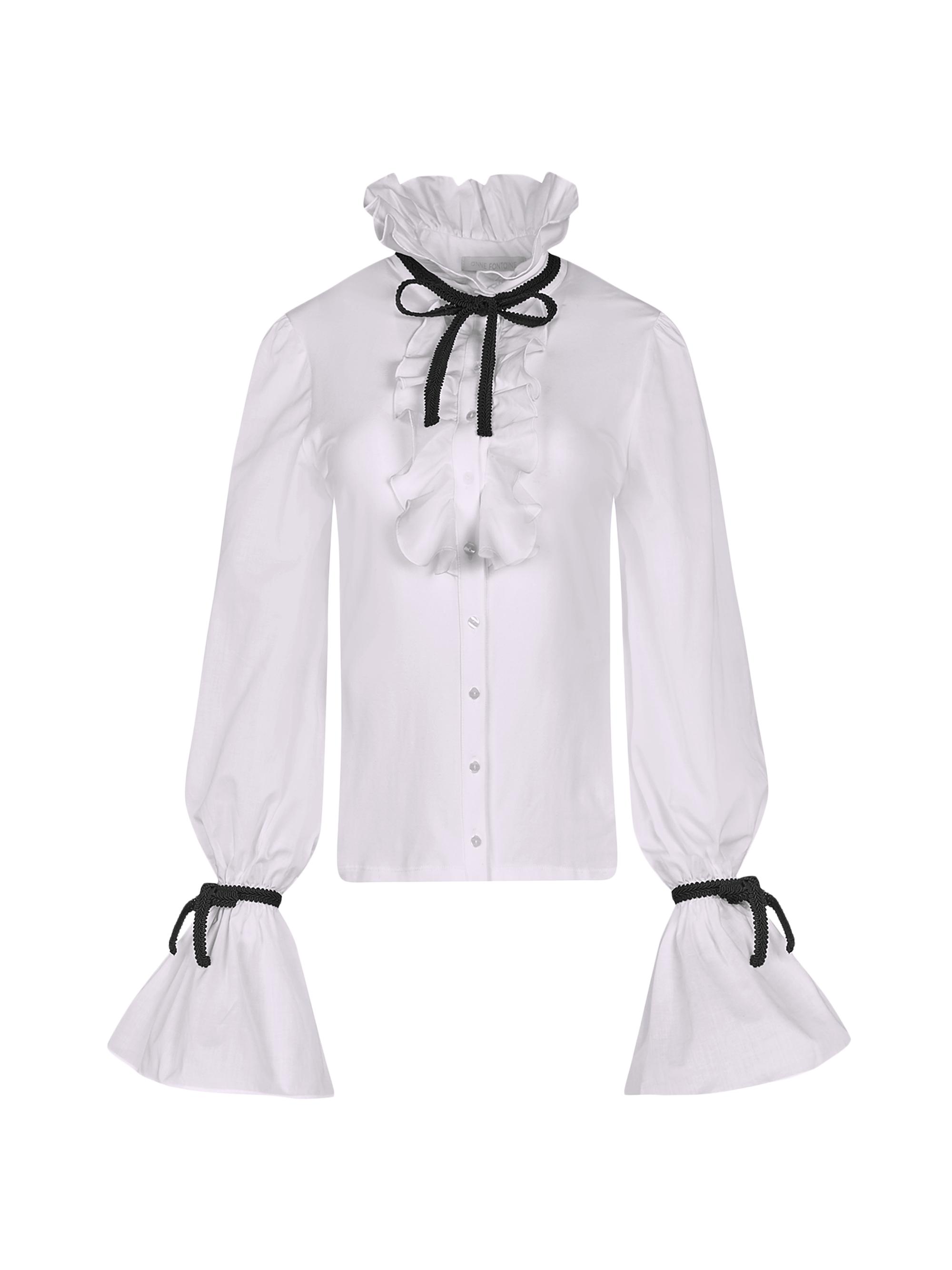 Anne Fontaine Women's Reine Ribbon-Trimmed Cotton Jersey Shirt - White