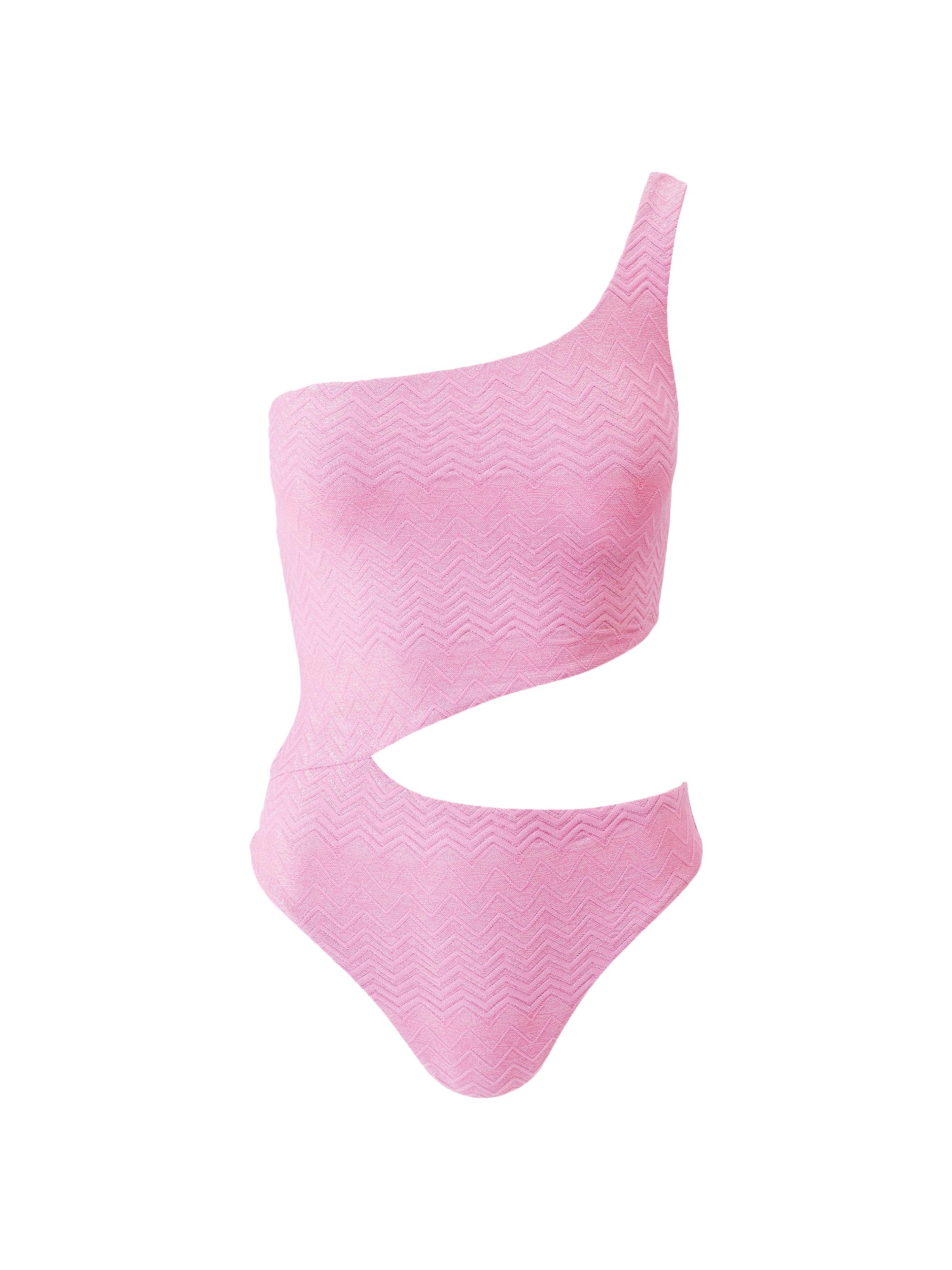 Melissa Odabash Women's Nassau One-Shoulder One-Piece Swimsuit - Zigzag Pink