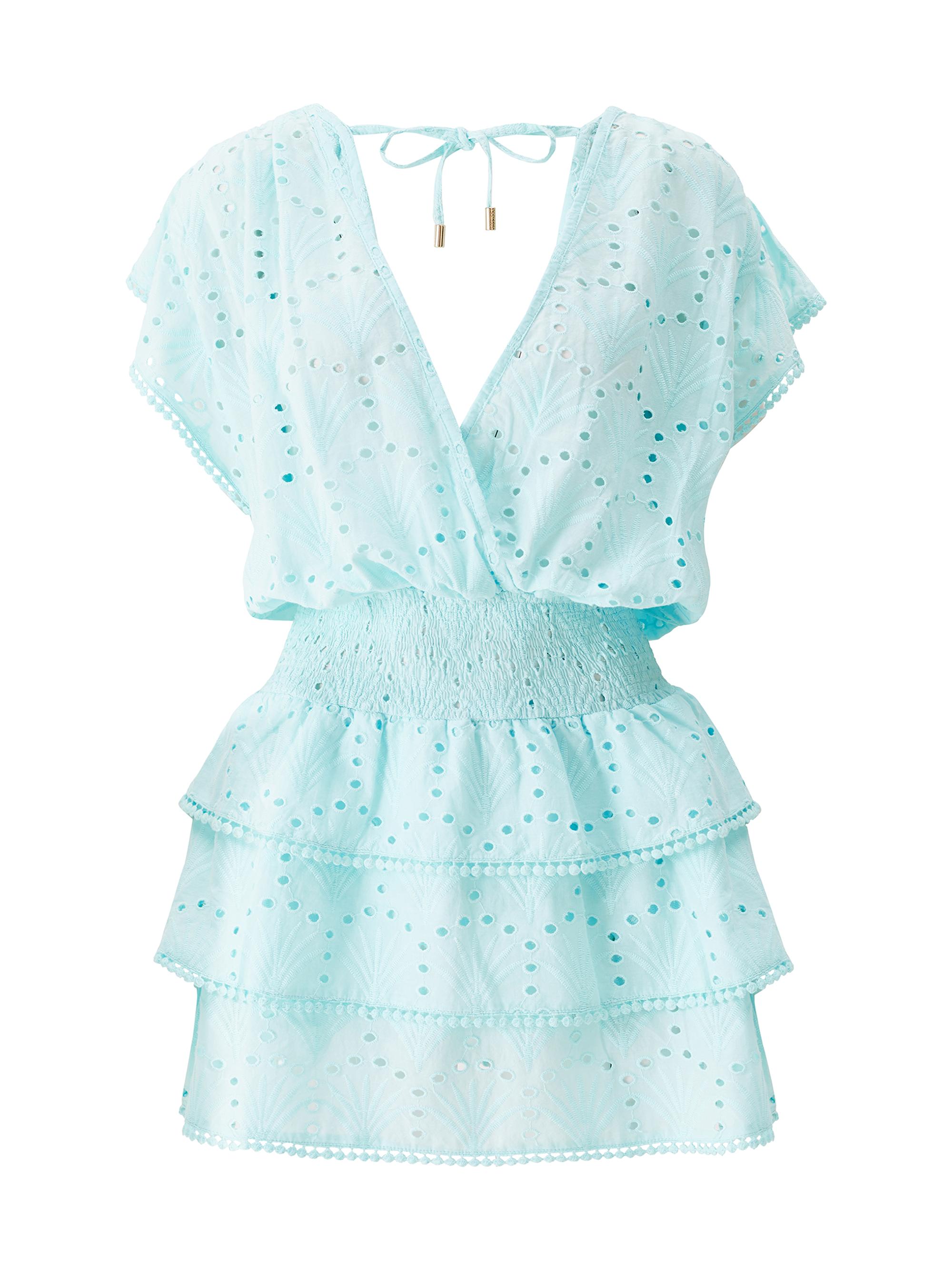 Melissa Odabash Women's Jess Eyelet Cotton Minidress - Sky