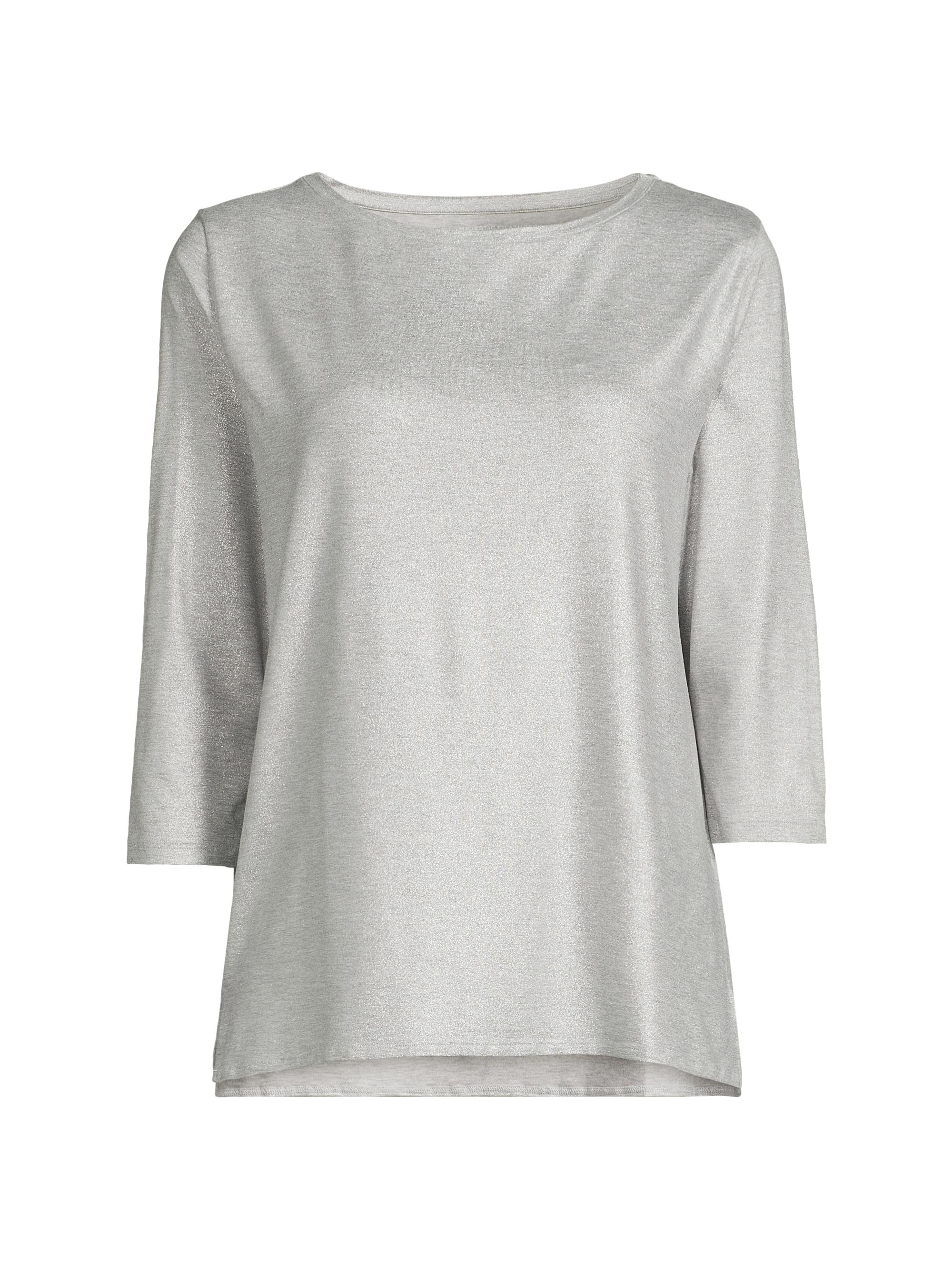 Majestic Filatures Women's Soft Touch Metallic Boatneck T-Shirt - Metal Grey