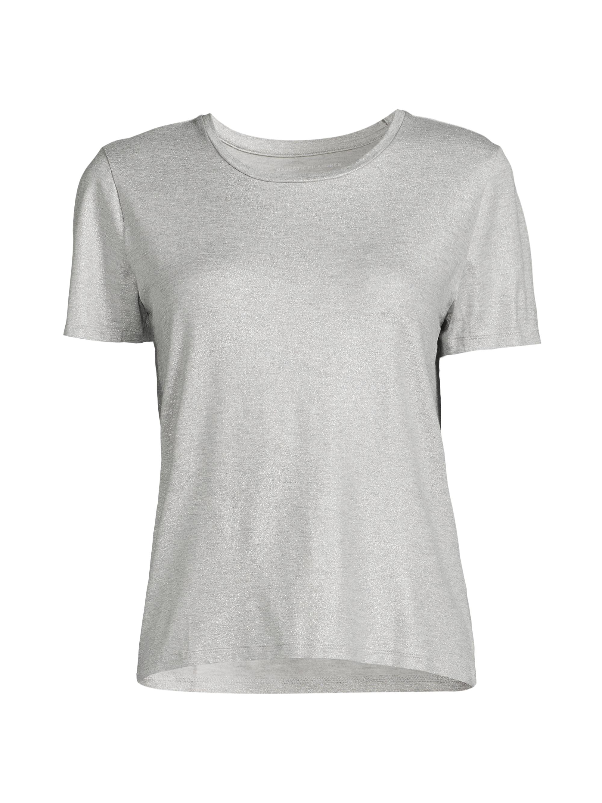 Majestic Filatures Women's Soft Touch Metallic Crewneck T-Shirt - Ecru Chine