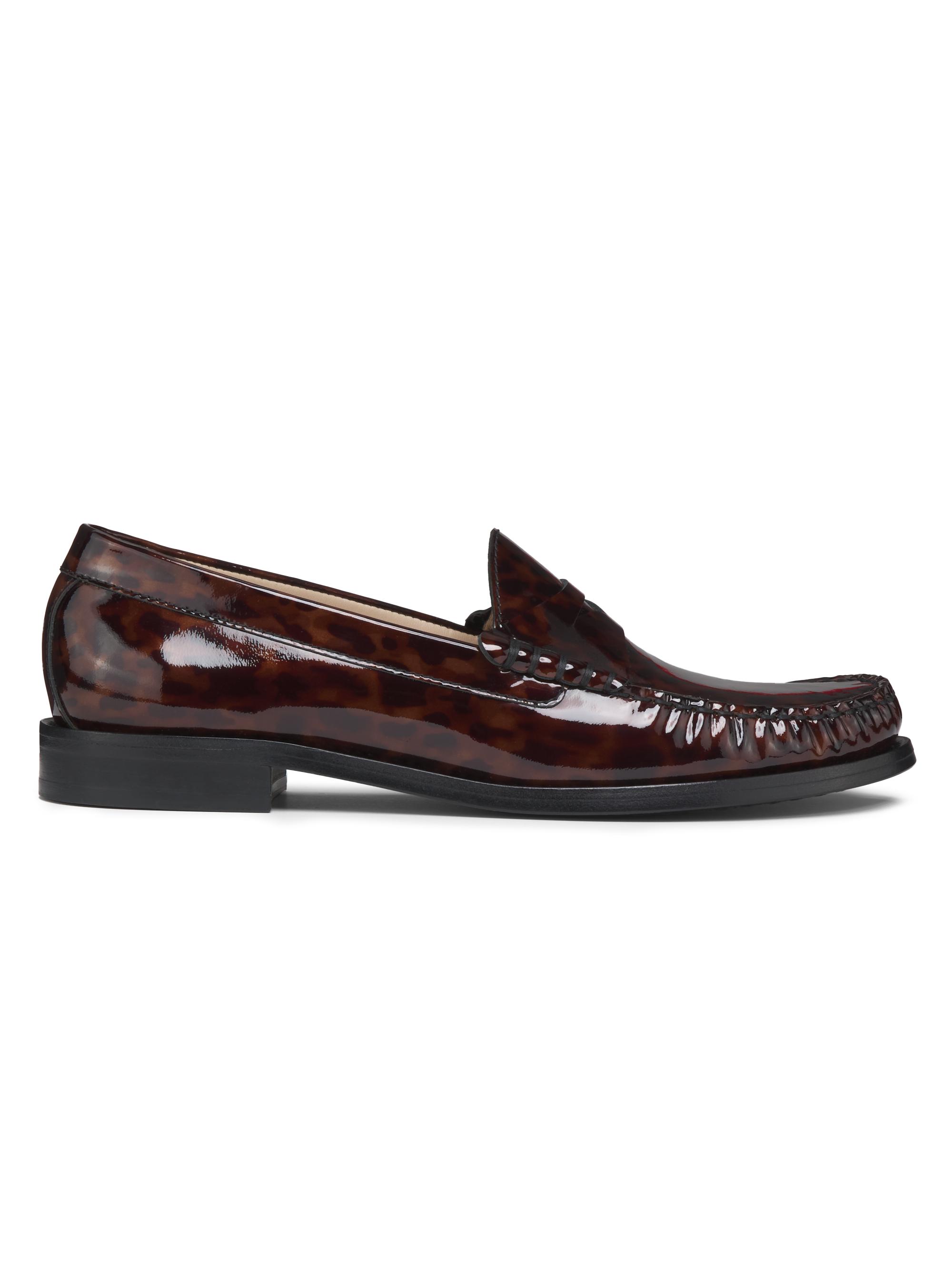 Stuart Weitzman Women's Lottie Tortoise Glossy Leather Loafers - Dark Brown