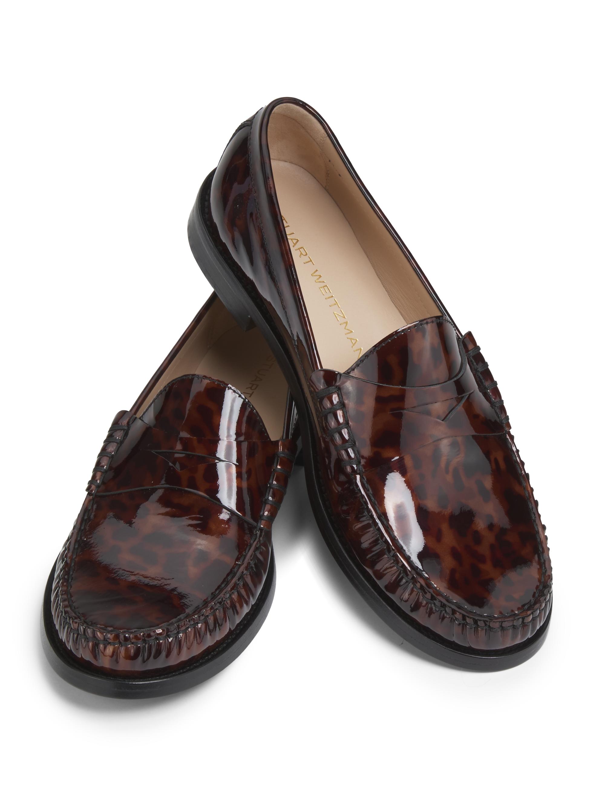 Stuart Weitzman Lottie Tortoise Glossy Leather Loafers  display picture 3