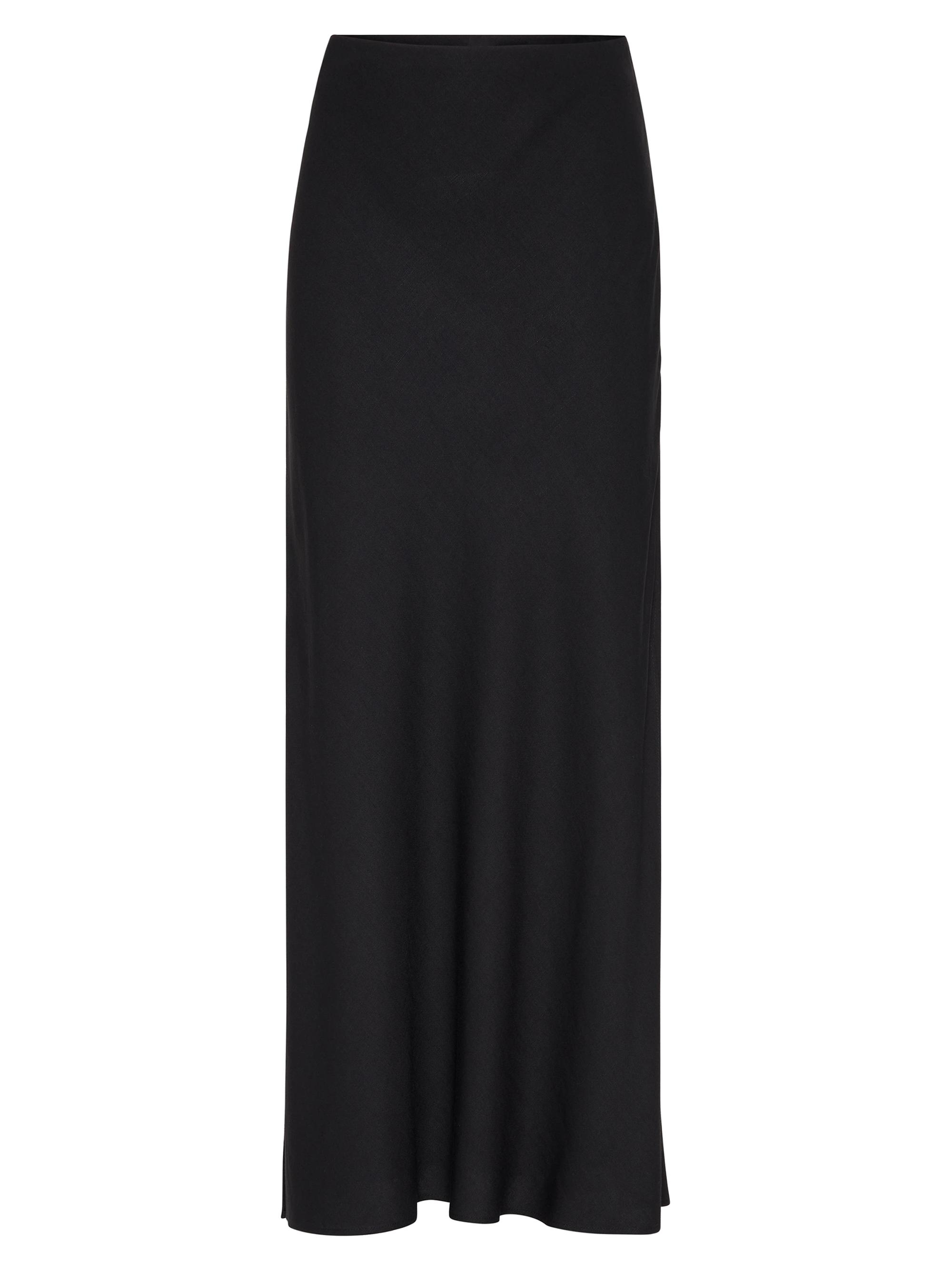 Brunello Cucinelli Women's Viscose and Linen Twill Fluid Bias Cut Skirt - Black