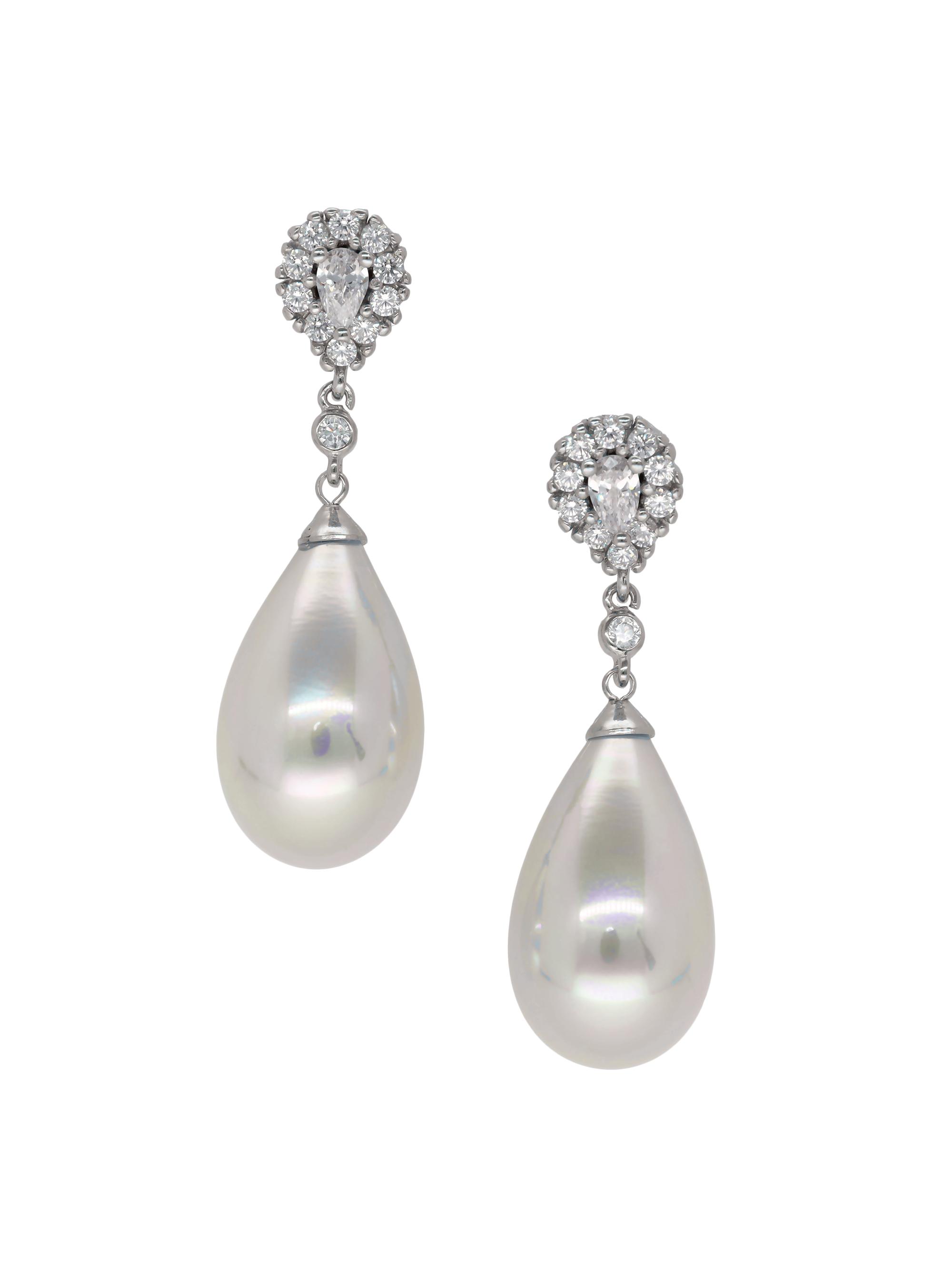 Majorica Women's Sterling Silver, White Zircon & Mother-Of-Pearl Drop Earrings - Pearl