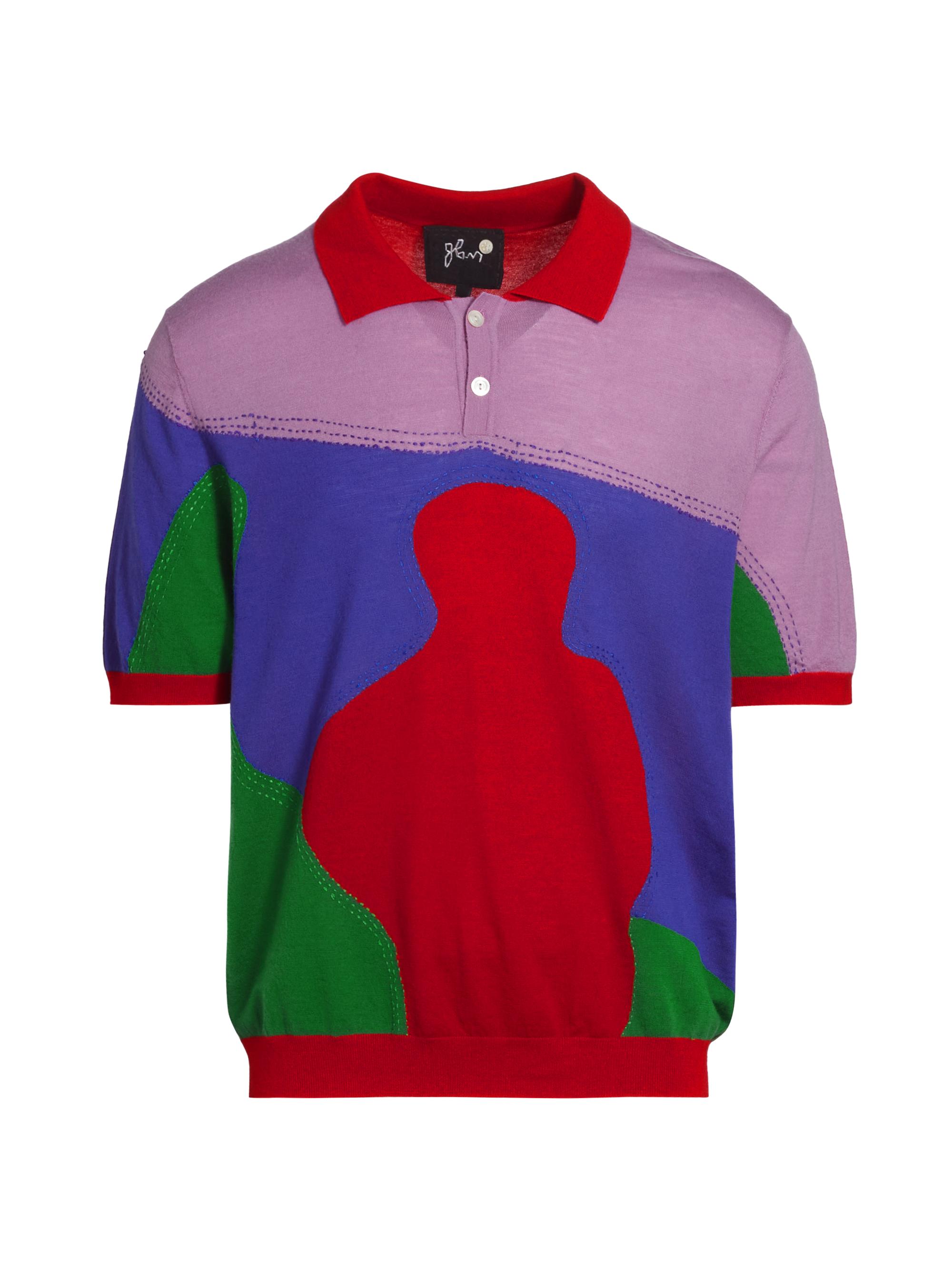 Glass Cypress Men's Multicolor Boy Knit Polo Shirt - Red