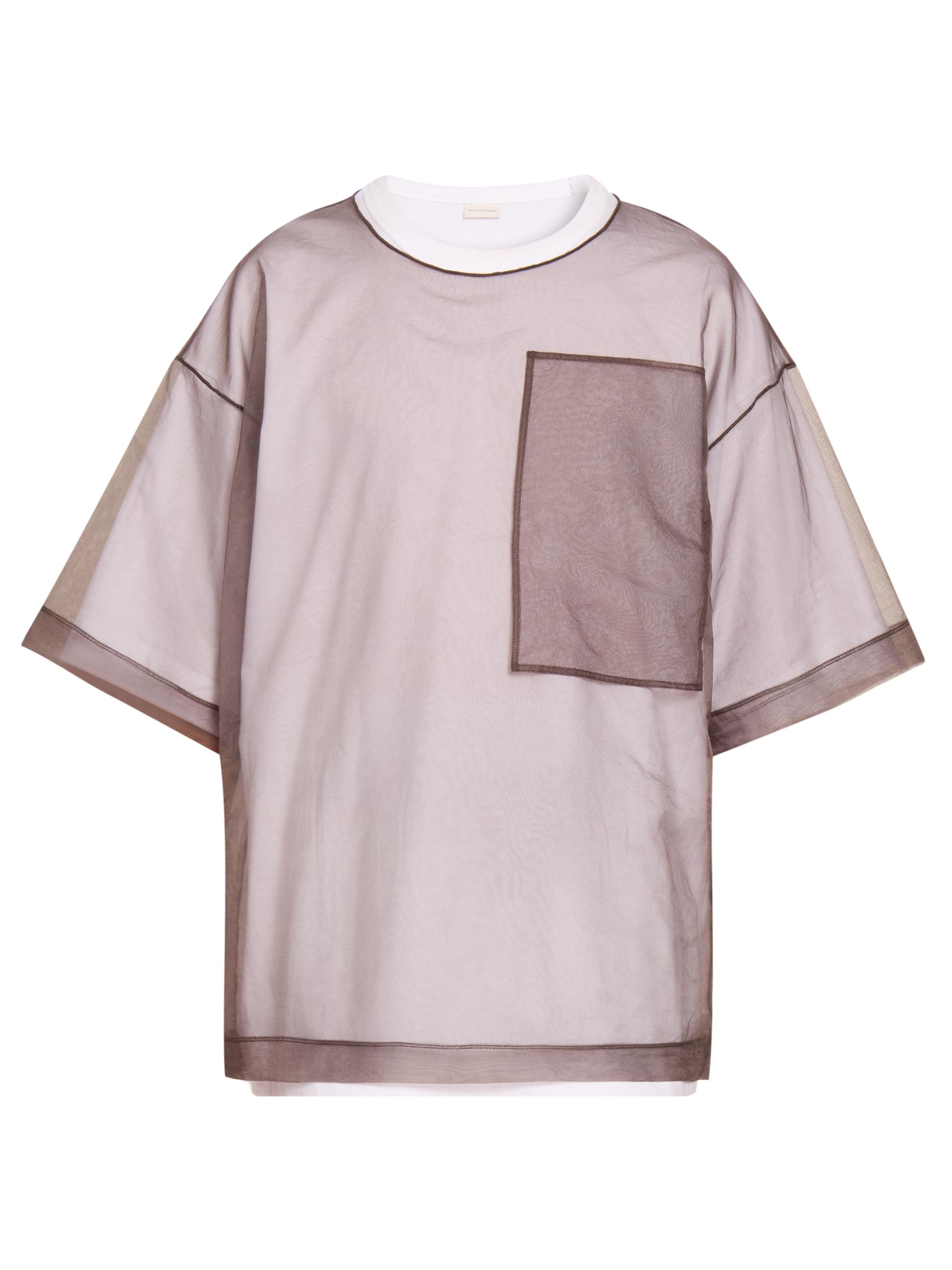 Dries Van Noten Men's Heaton Layered Organza T-Shirt - White
