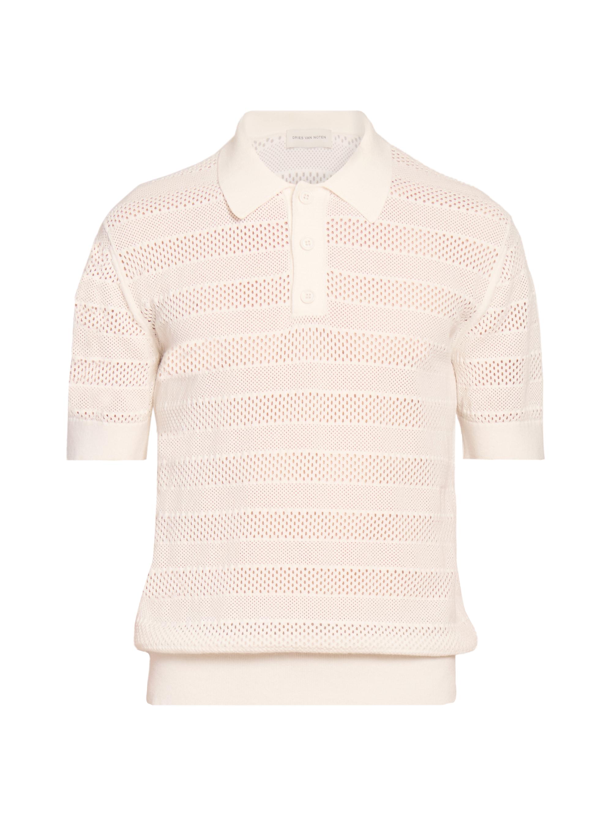 Dries Van Noten Men's Mercy Striped Knit Polo Shirt - White