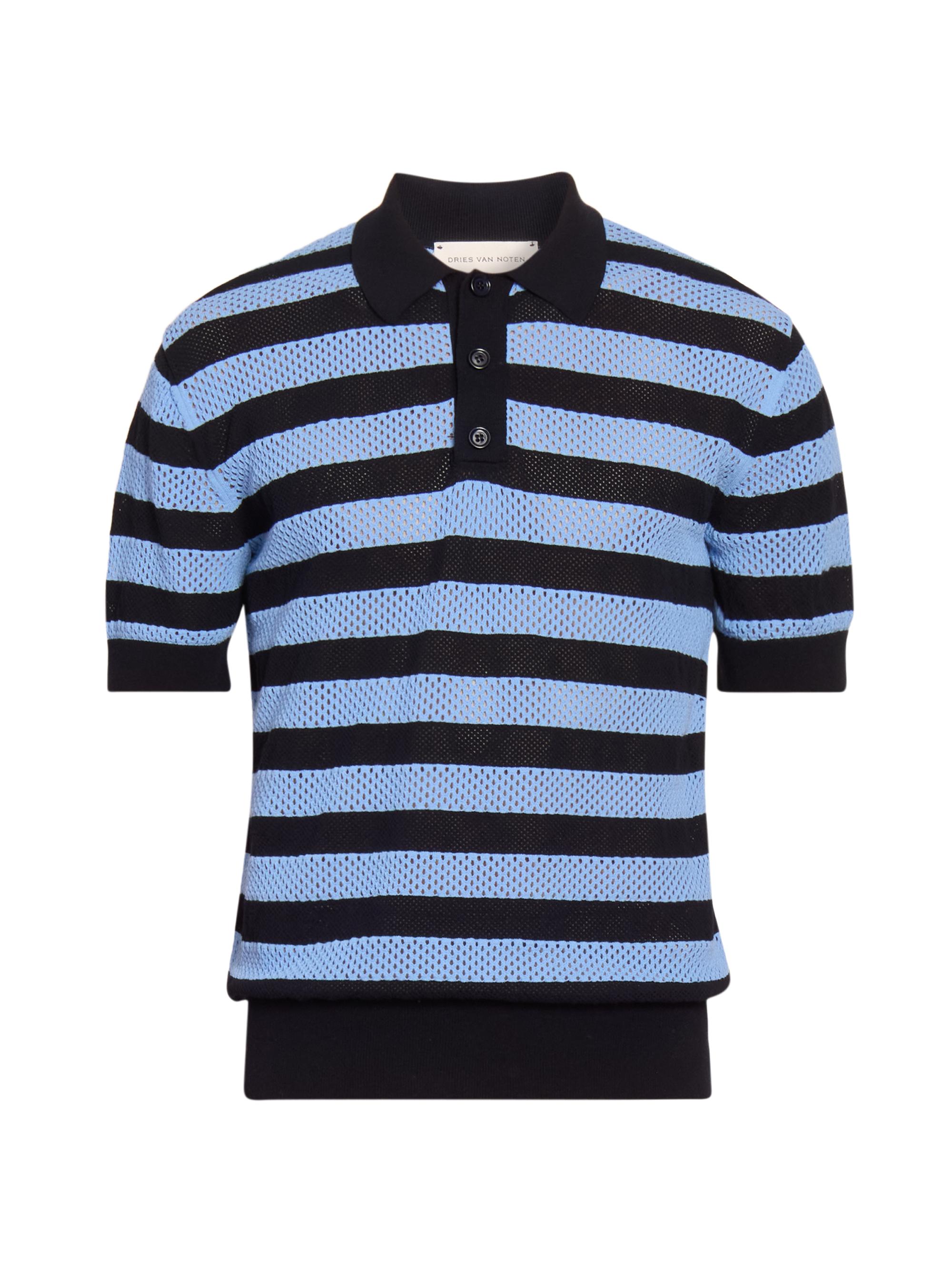 Dries Van Noten Men's Mercy Striped Knit Polo Shirt - Navy