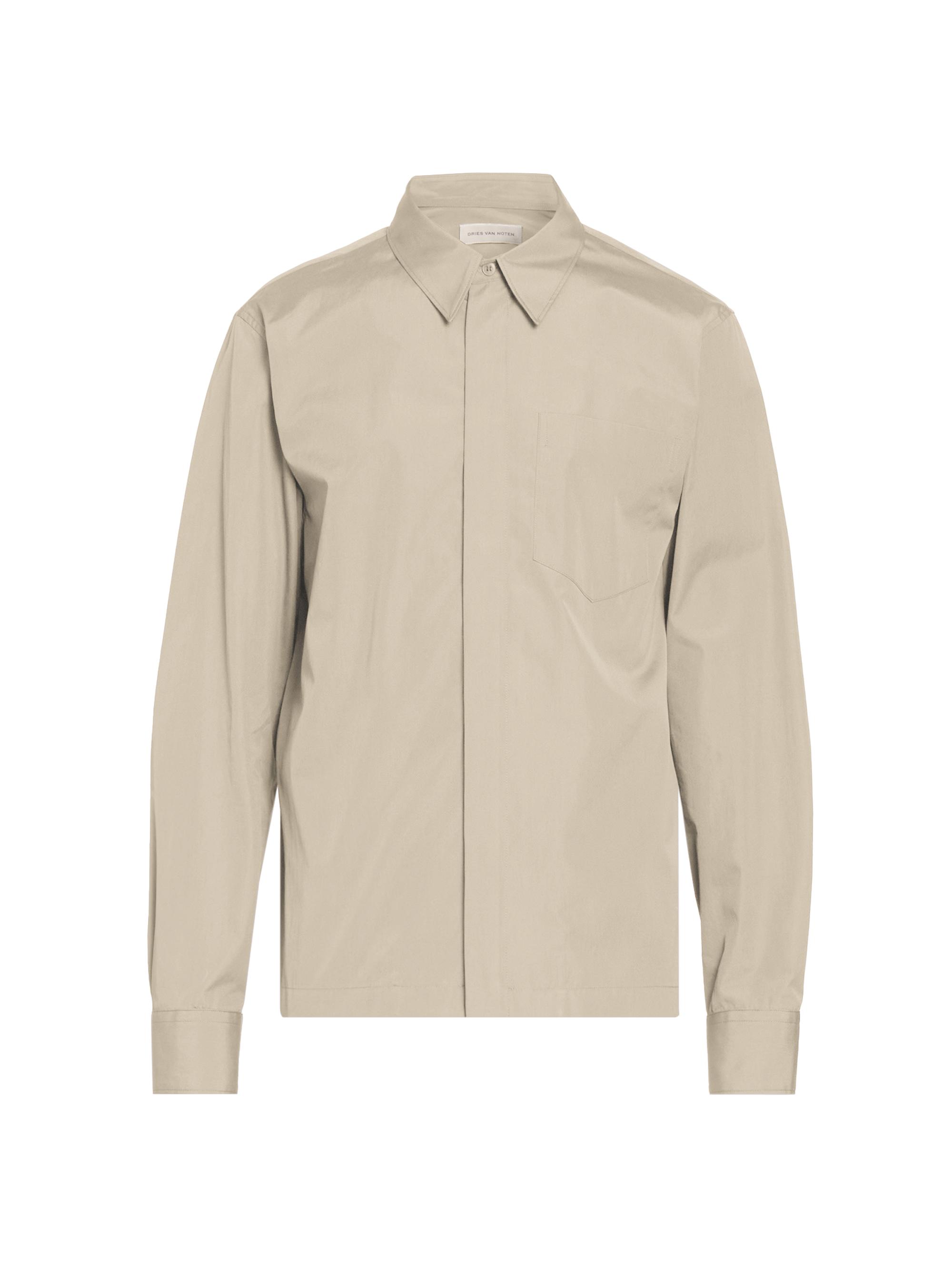 Dries Van Noten Men's Corran Iridescent Cotton Shirt - Cement