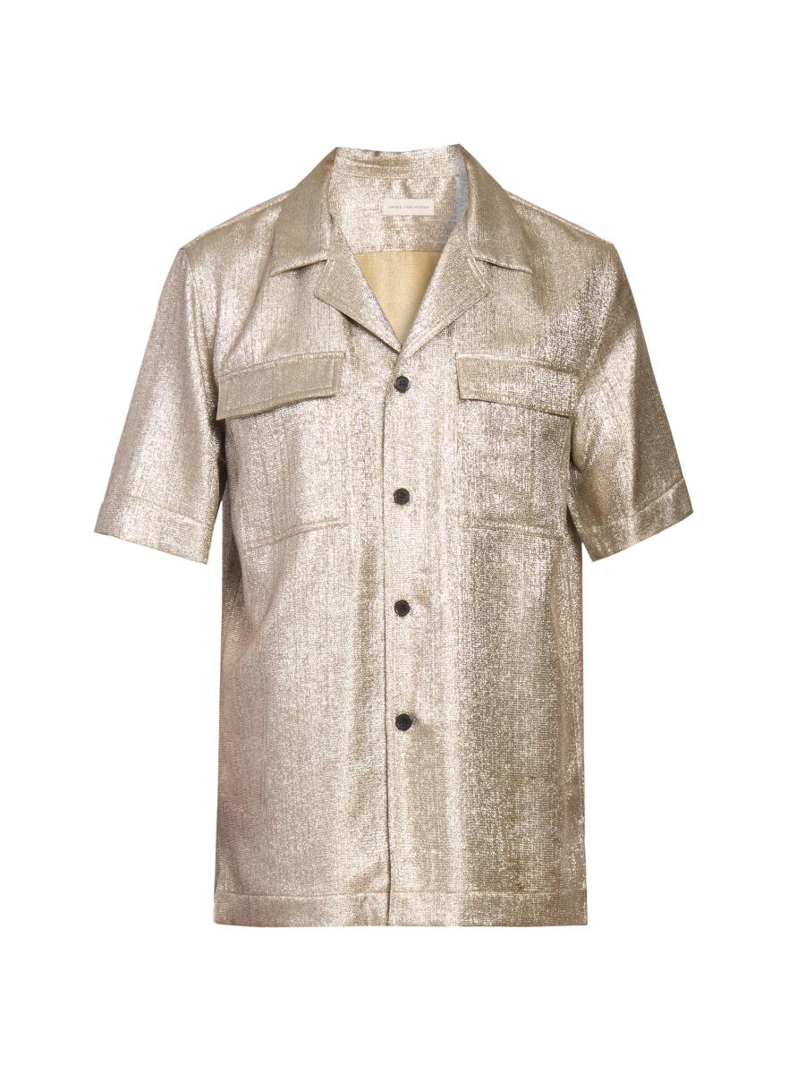 Dries Van Noten Cameron Shimmering Lamé Shirt | Saks Fifth