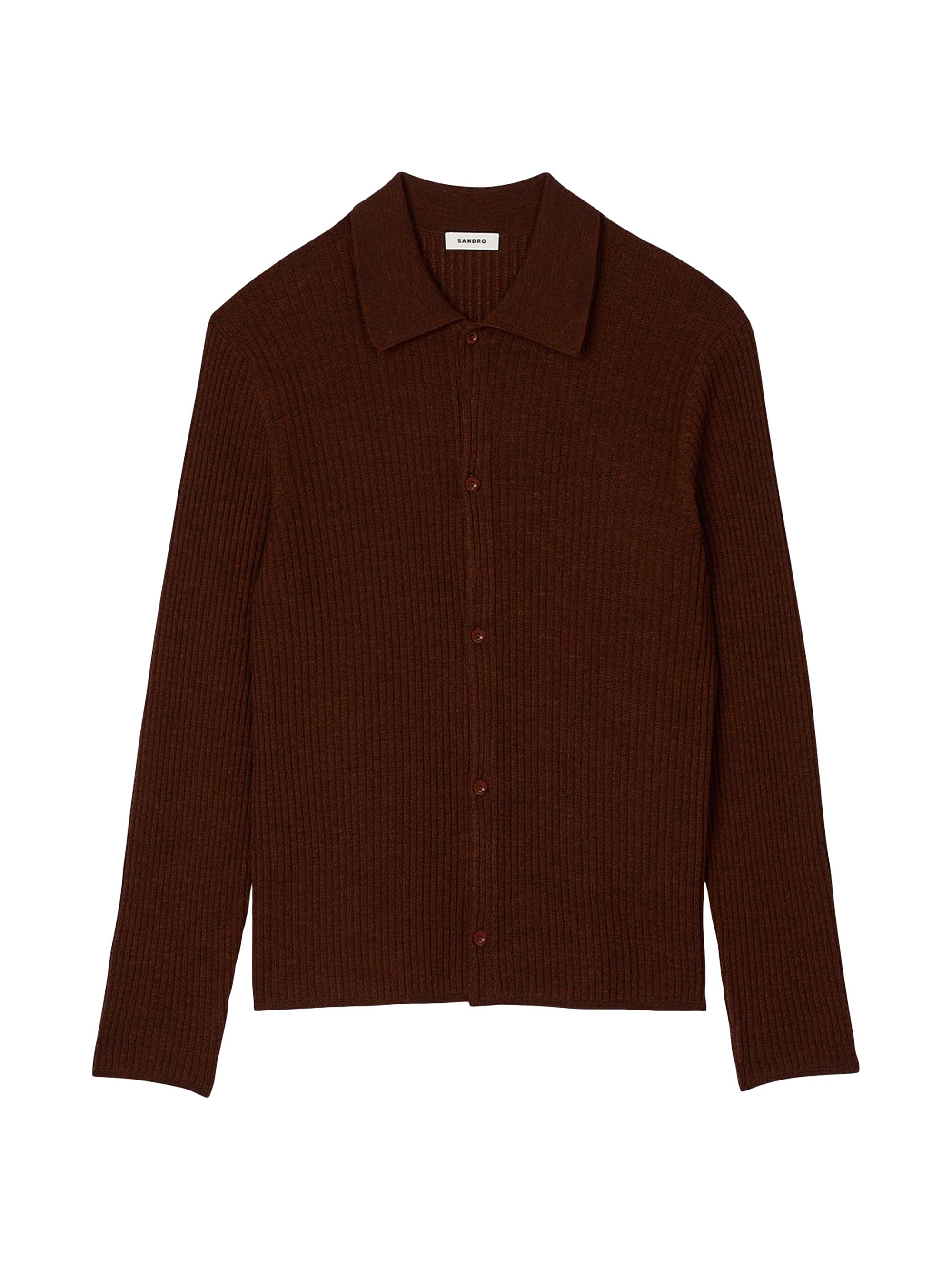 Sandro Men's Knit Shirt - Cognac