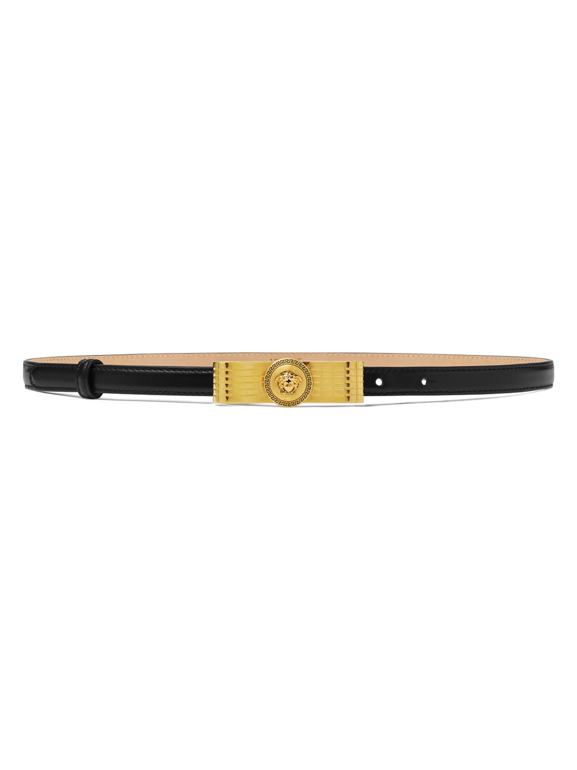 Versace Women's Gianni Ribbon Leather Belt - Black Palladium