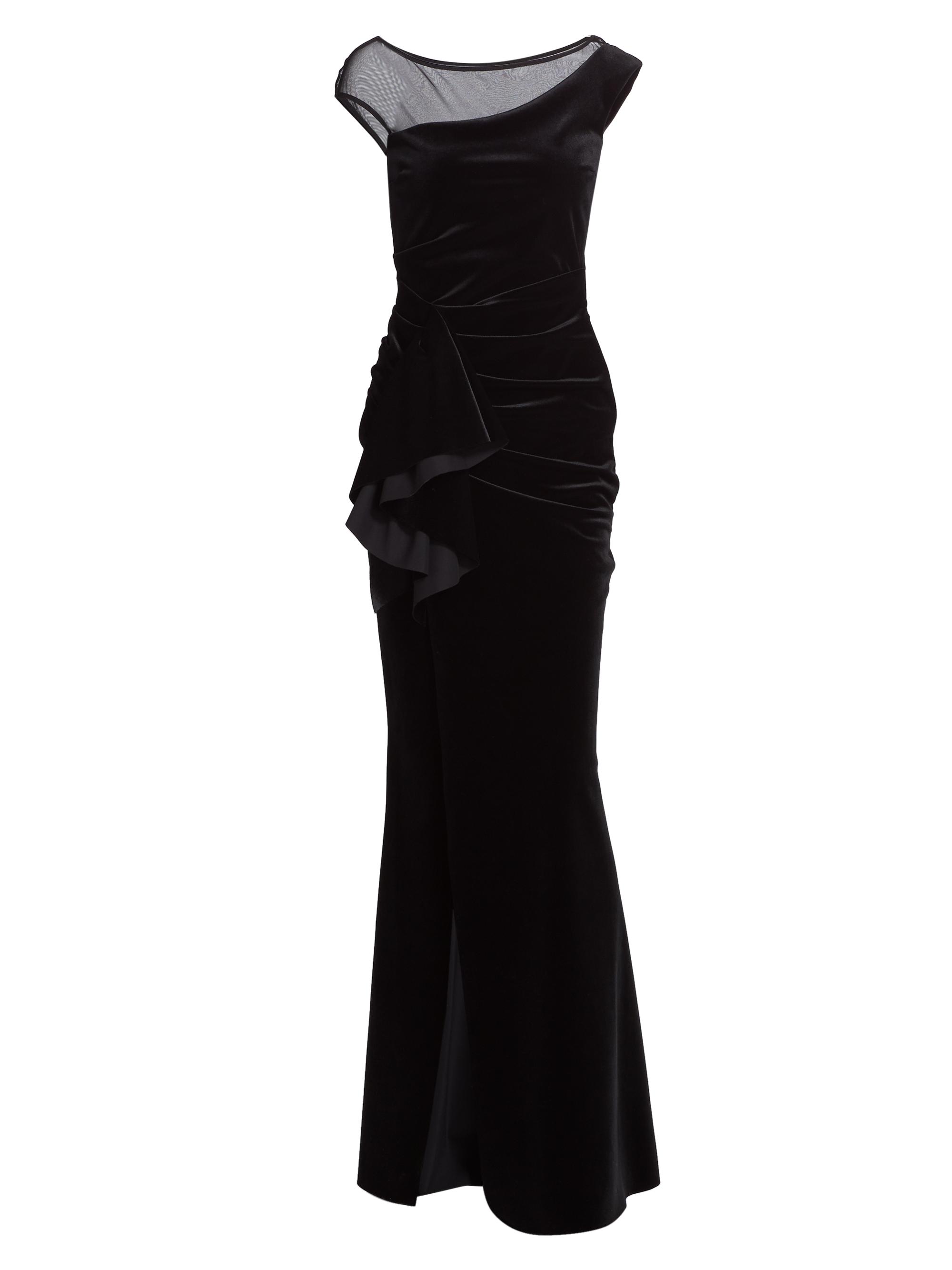 Chiara Boni La Petite Robe Women's Aroma Illusion Velvet Ruffled Sheath Gown - Black