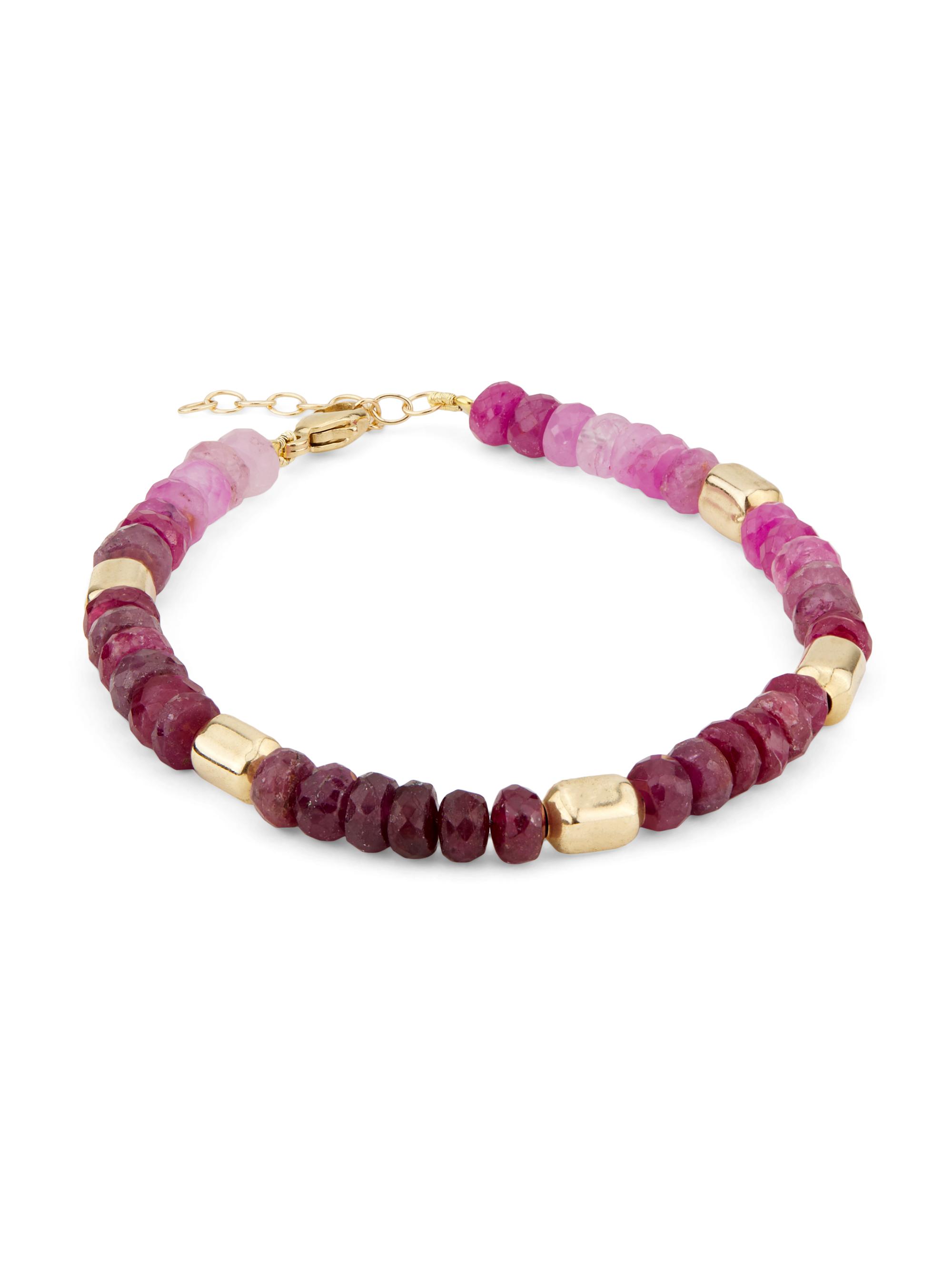 Jia Jia Women's Arizona 14K Yellow Gold & Ruby Beaded Bracelet - Pink