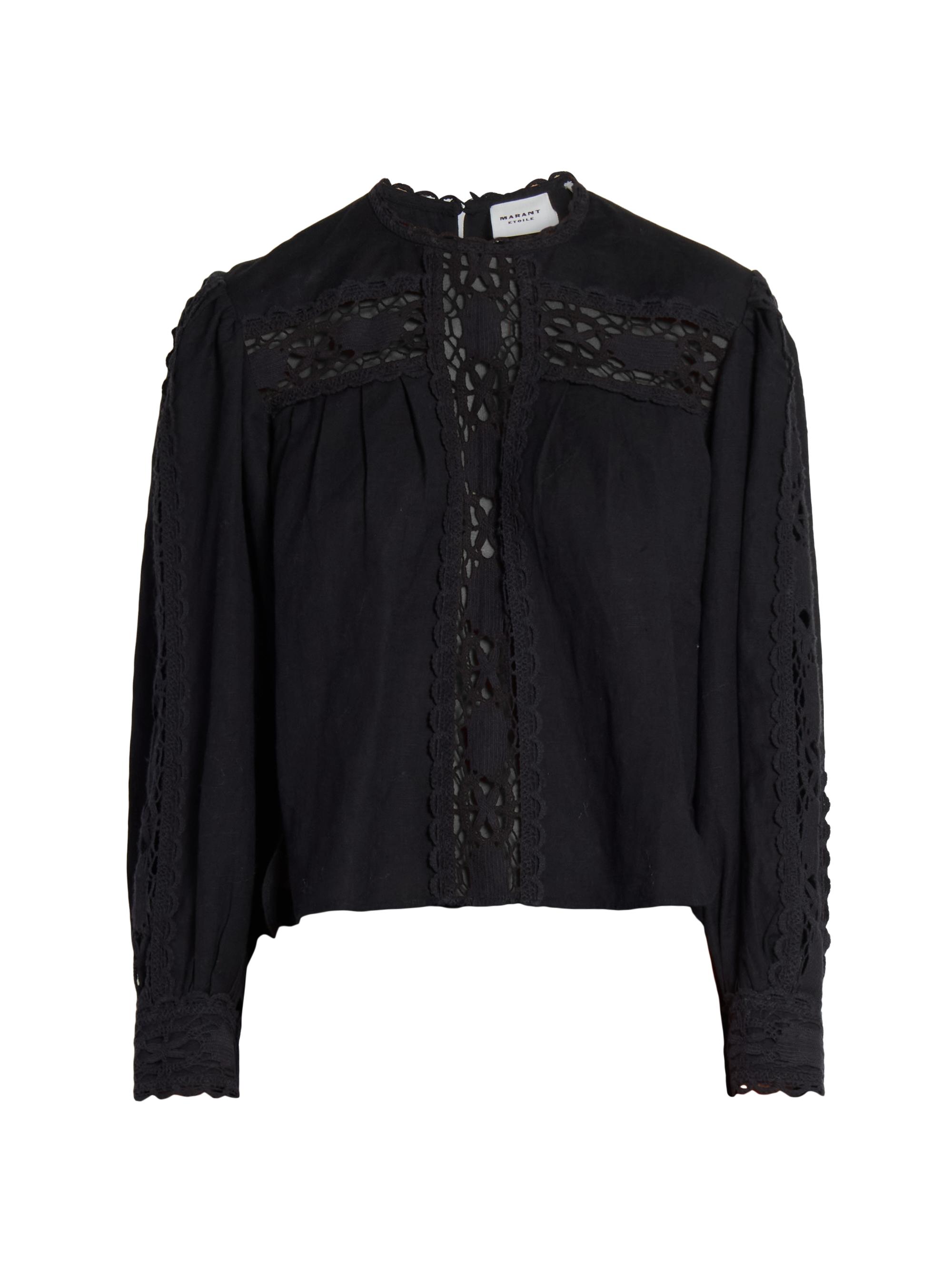Isabel Marant Étoile Women's Valmira Lace Linen & Cotton Top - Black