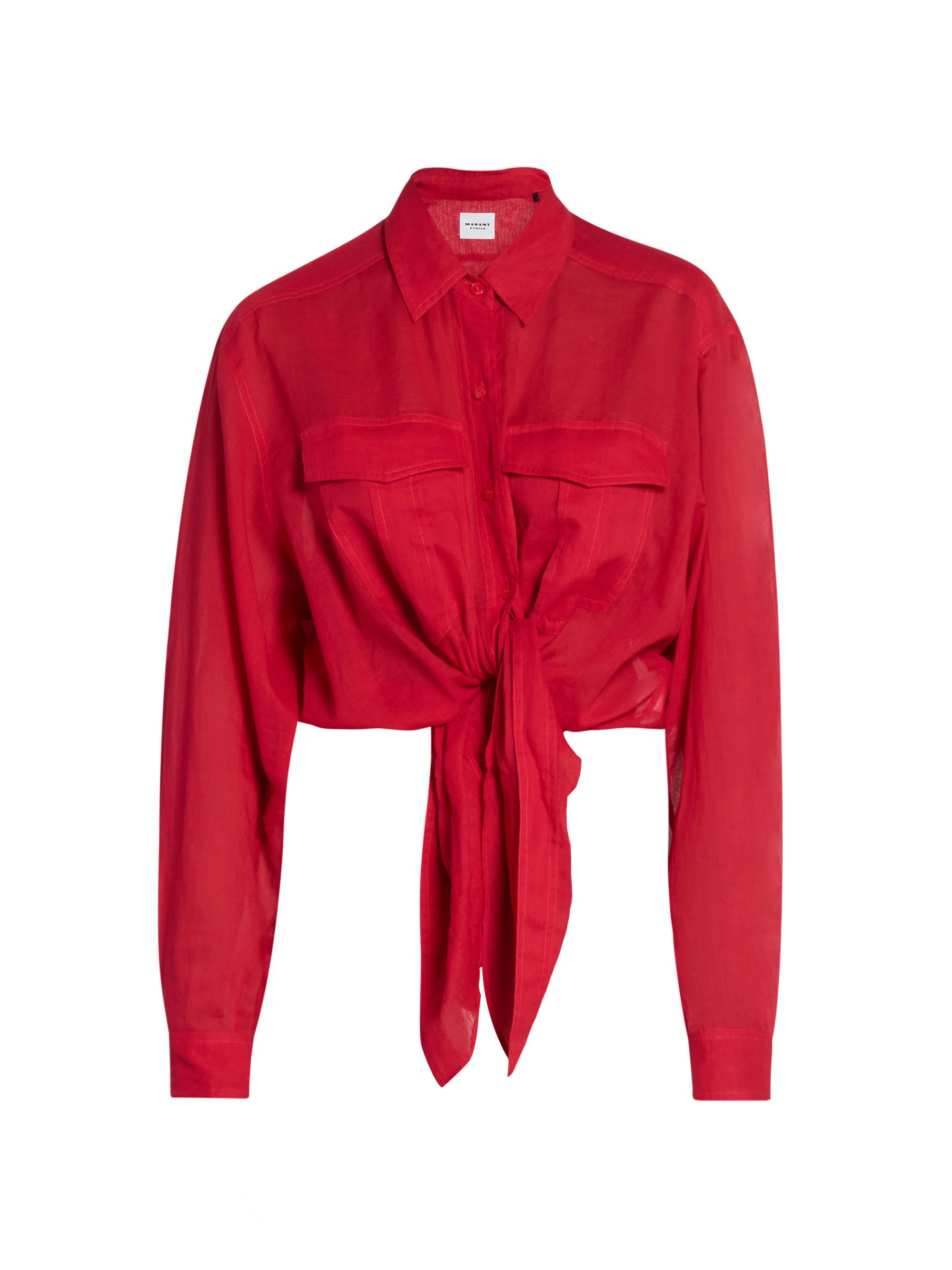 Isabel Marant Étoile Women's Nath Tie-Waist Button-Front Crop Top - Red