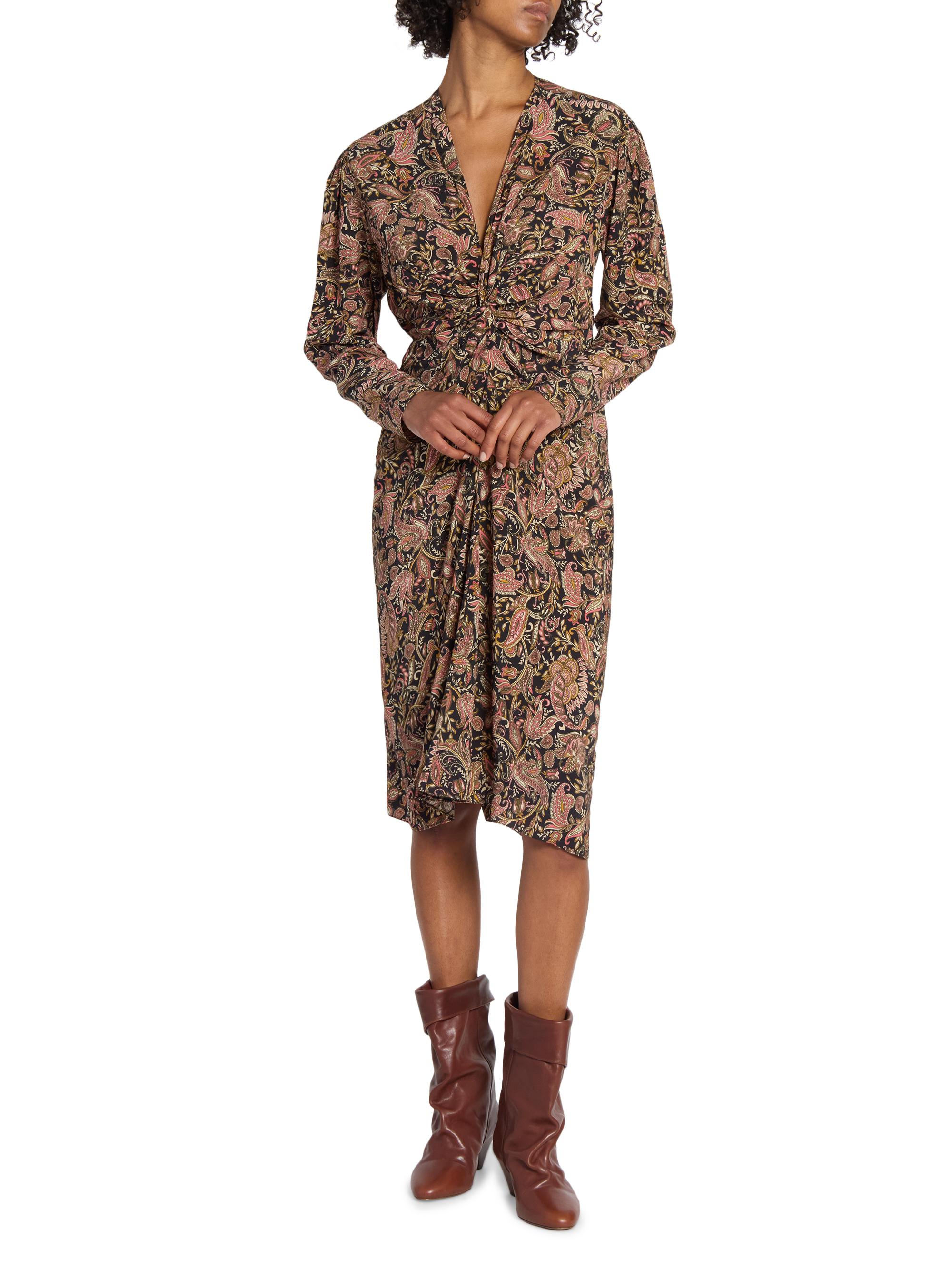 Isabel Marant Étoile Zeliha Paisley Twist-Front Knee-Length Dress
