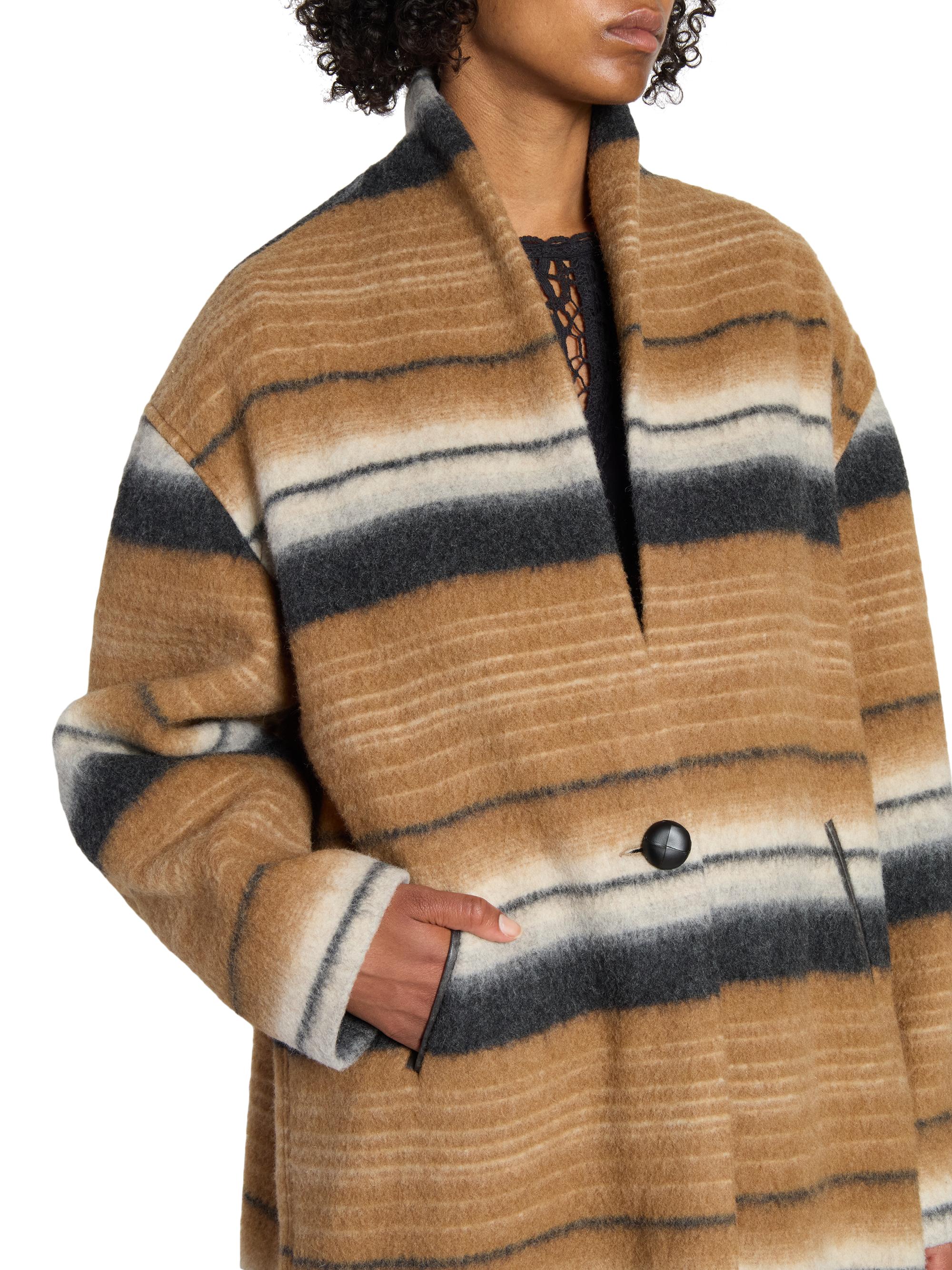 Isabel Marant Étoile Daby Striped Stretch Wool Coat | Saks Fifth