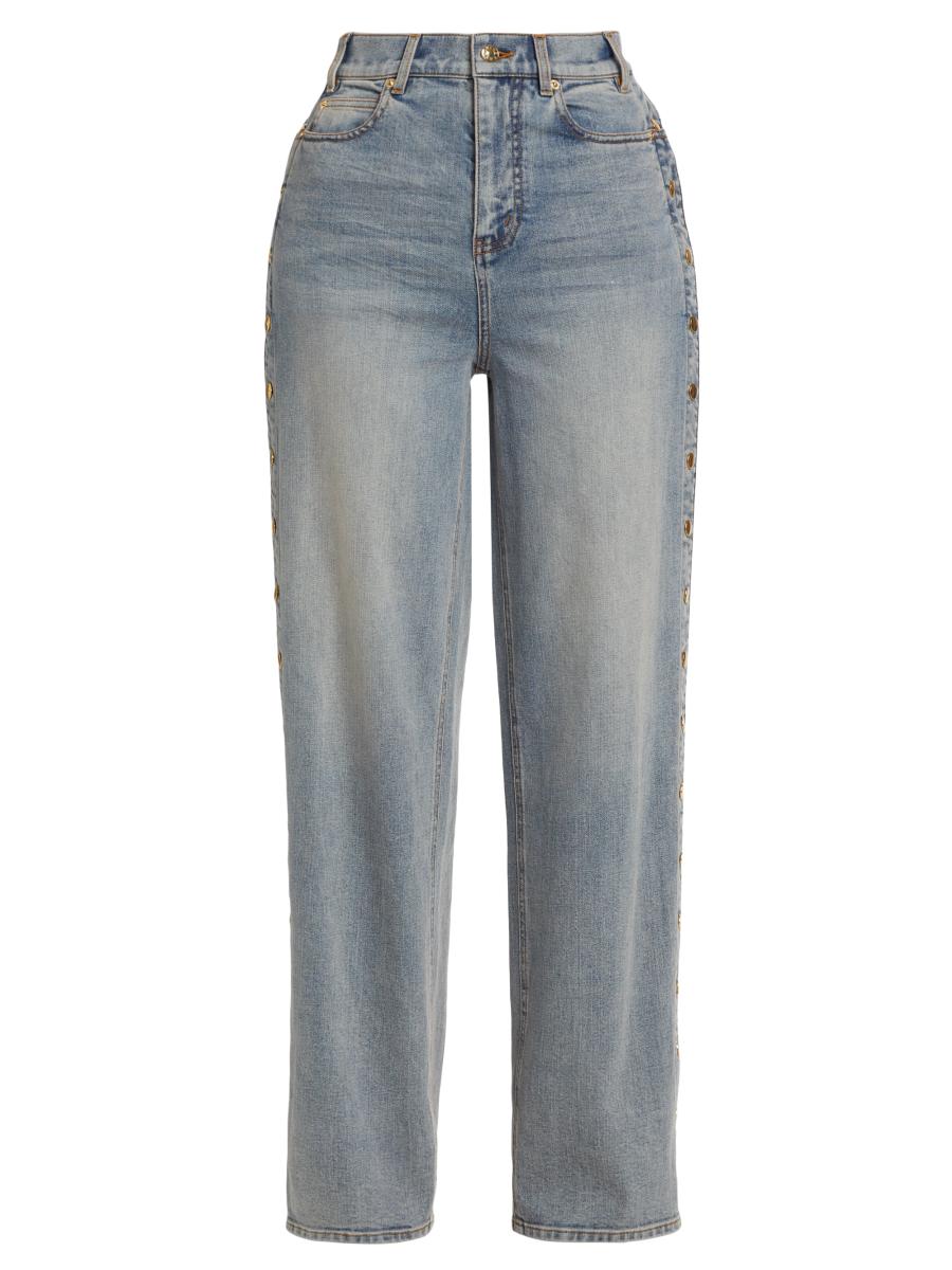 ★2025SS新作★RONRON★SIDE LINE STRAIGHT DENIM Generation Love Stassia Side-Snap Straight Jeans | Saks