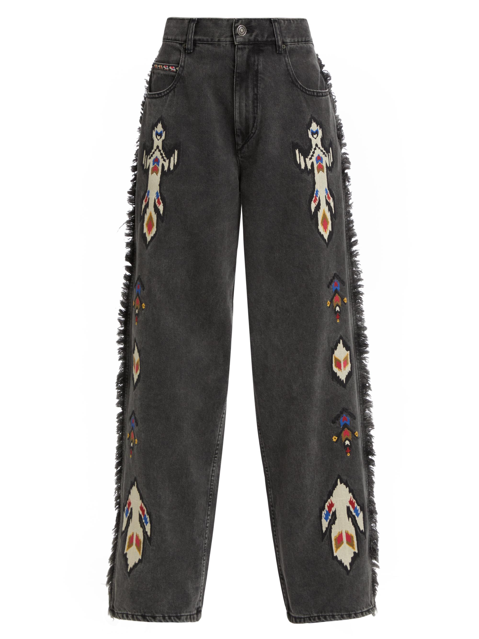 Isabel Marant Étoile Women's Maella Embroidered Straight-Leg Jeans - Dark Grey