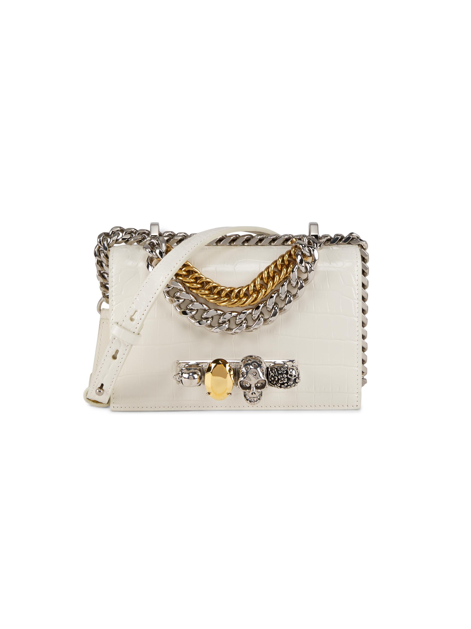 McQueen Women's Mini Jewel Croc-Embossed Leather Satchel - Soft