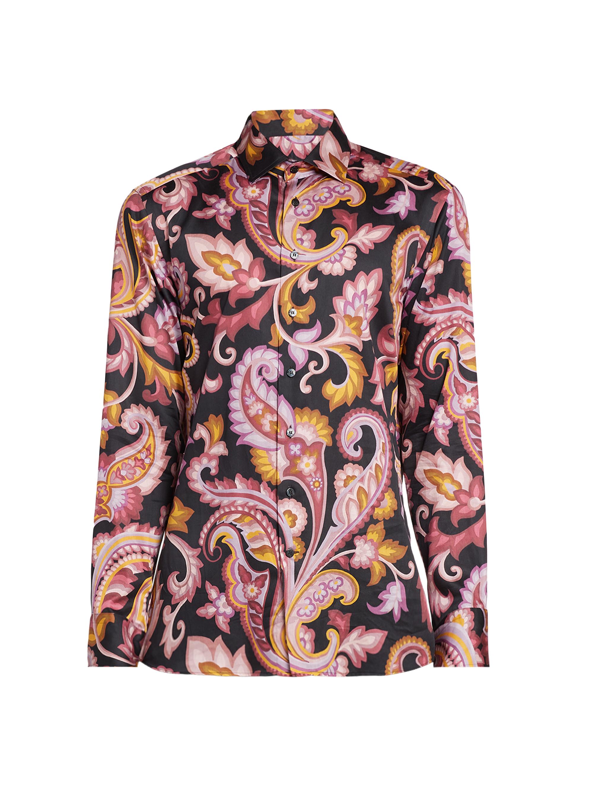 Etro Men's Paisley Cotton Button-Front Shirt - Printed Black Base