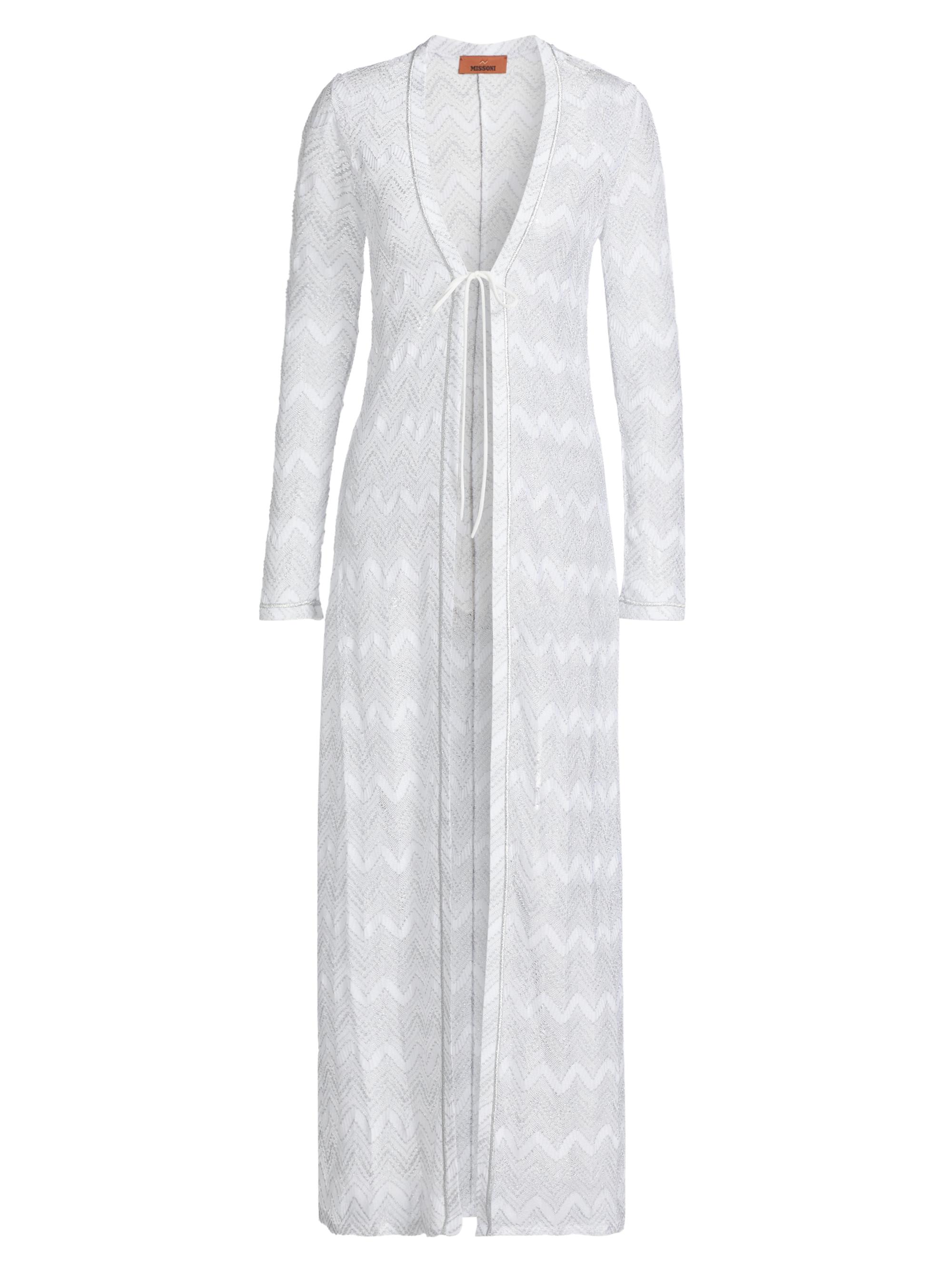Missoni Women's Chevron Maxi Coverup - White Silver Lame