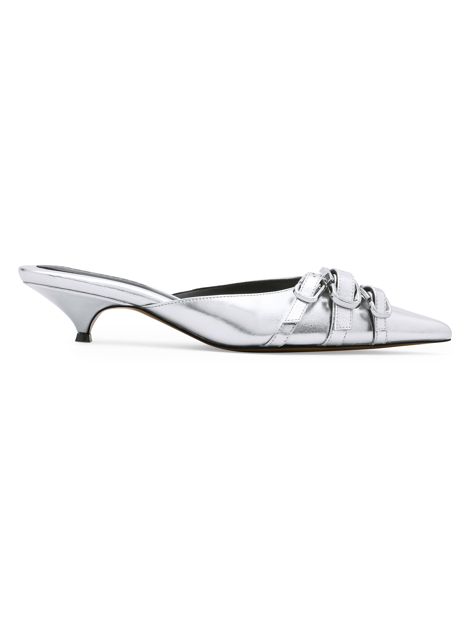 Marc Jacobs Women's The Emma Metallic Leather 35MM Kitten Pumps - Silver