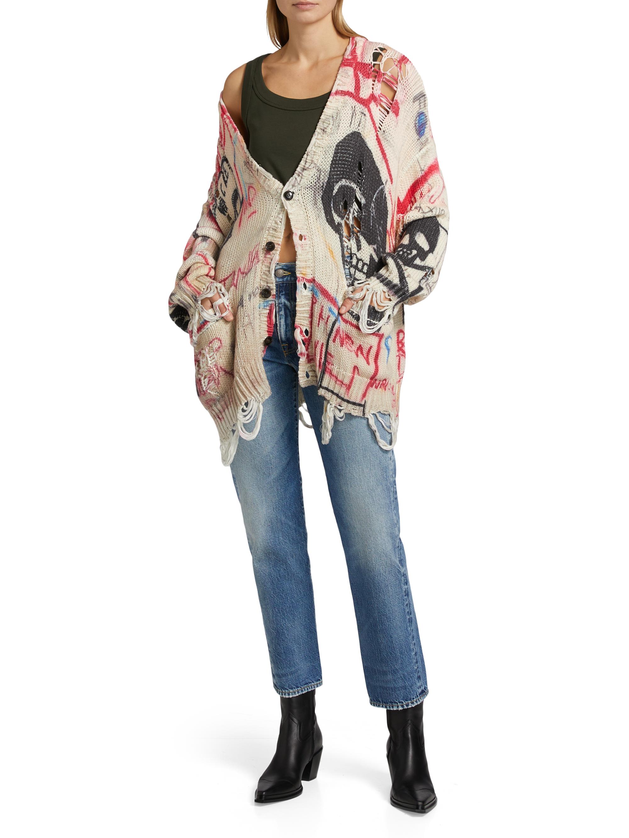 R13 Distressed Oversized Cardigan | Saks Fifth Avenue