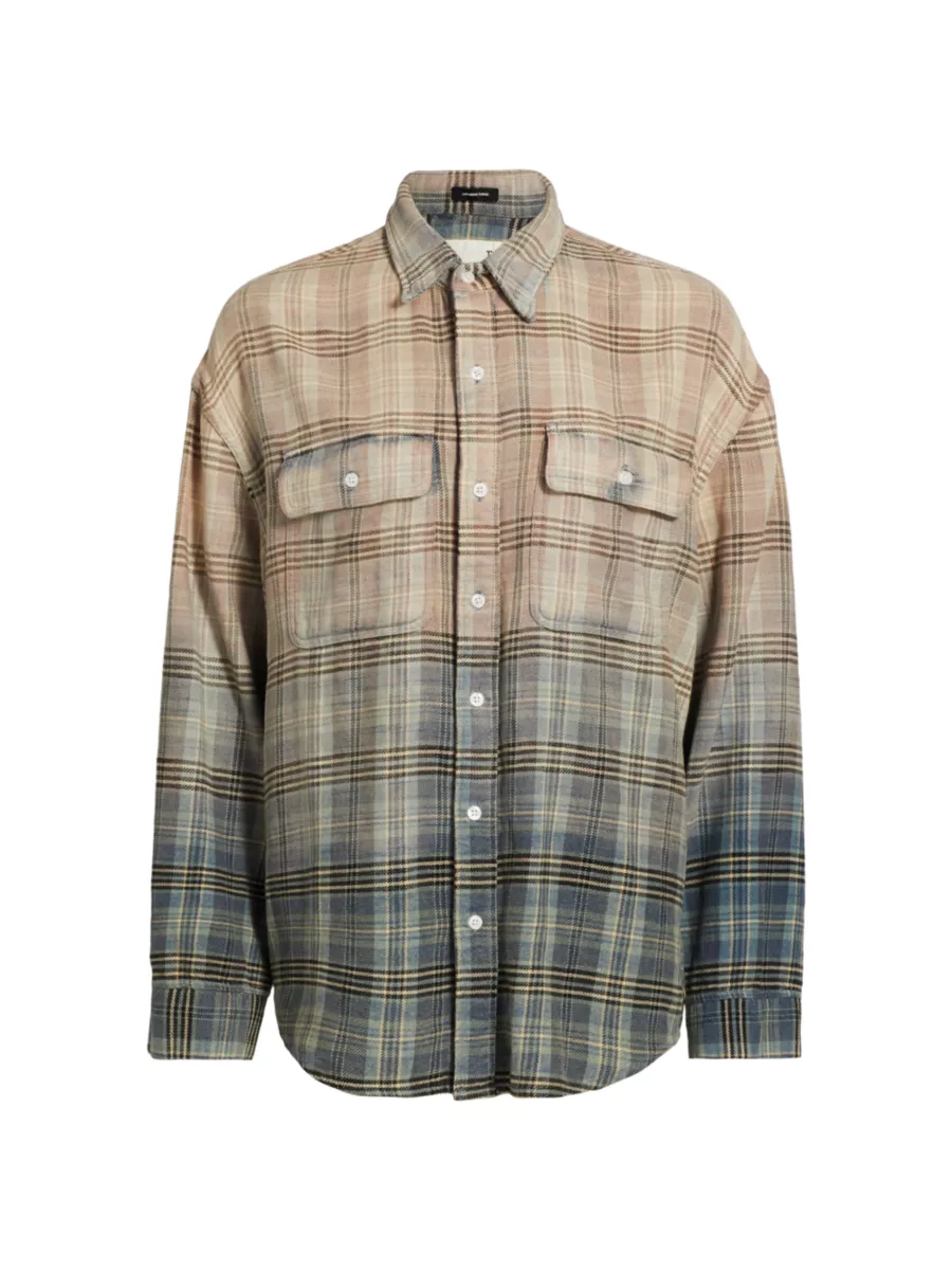 Shop R13 Gradient Plaid Relaxed Workshirt | Saks Fifth Avenue